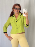 90’s chartreuse mod bow blazer ✧