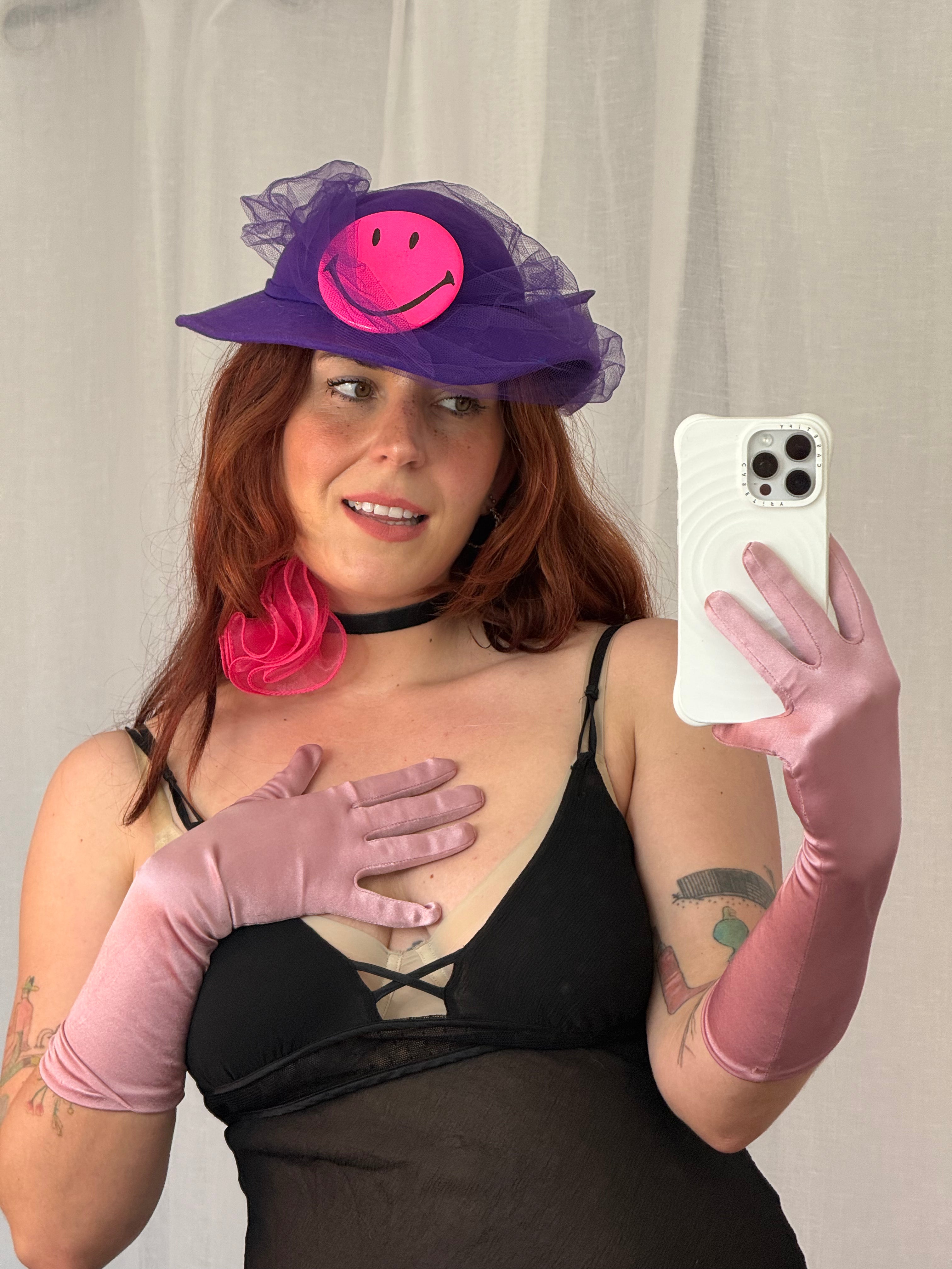 ♡ dusty pink satin opera gloves ♡
