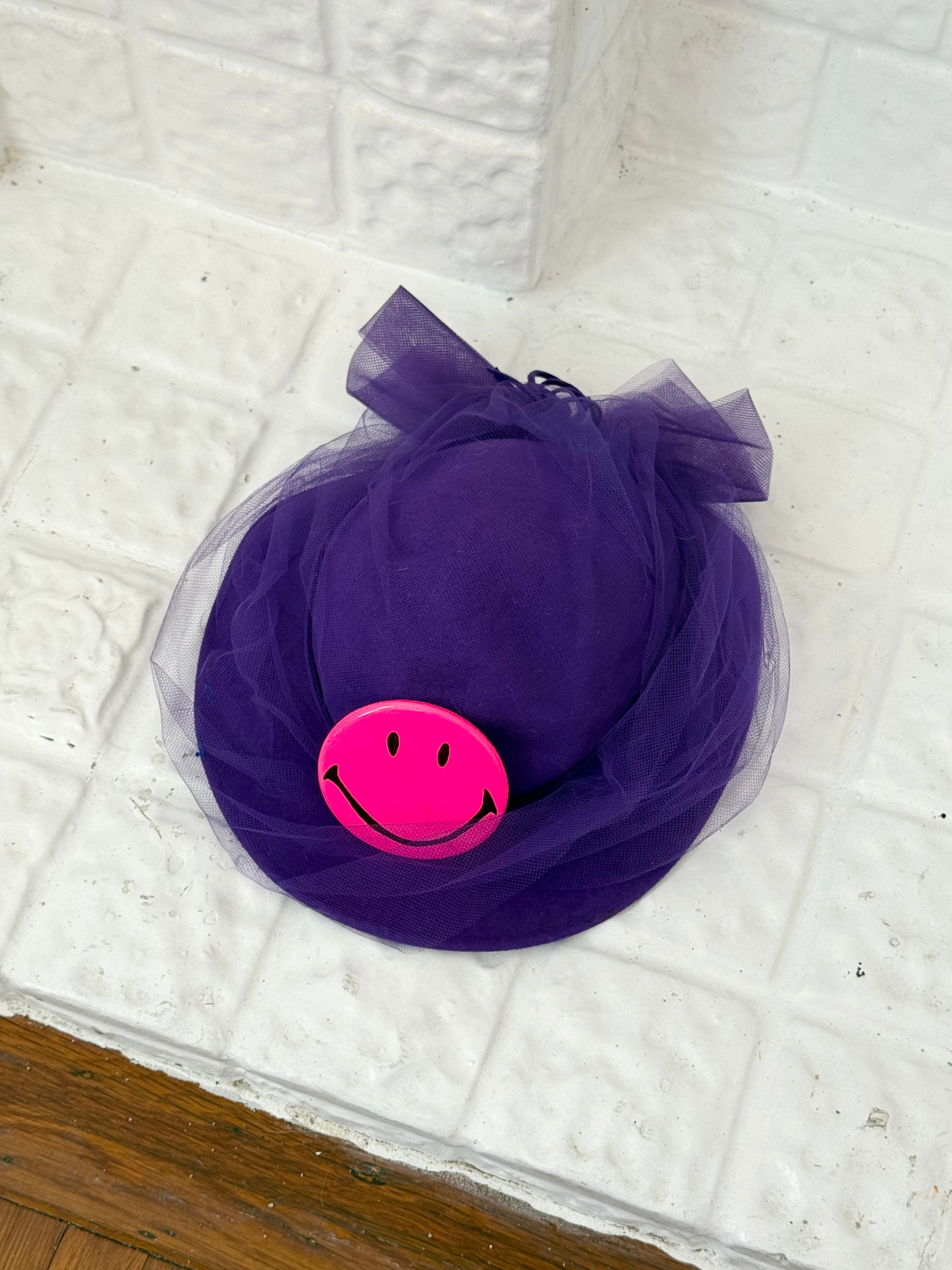 ✶ vintage 80s purple wool fascinator hat ✶