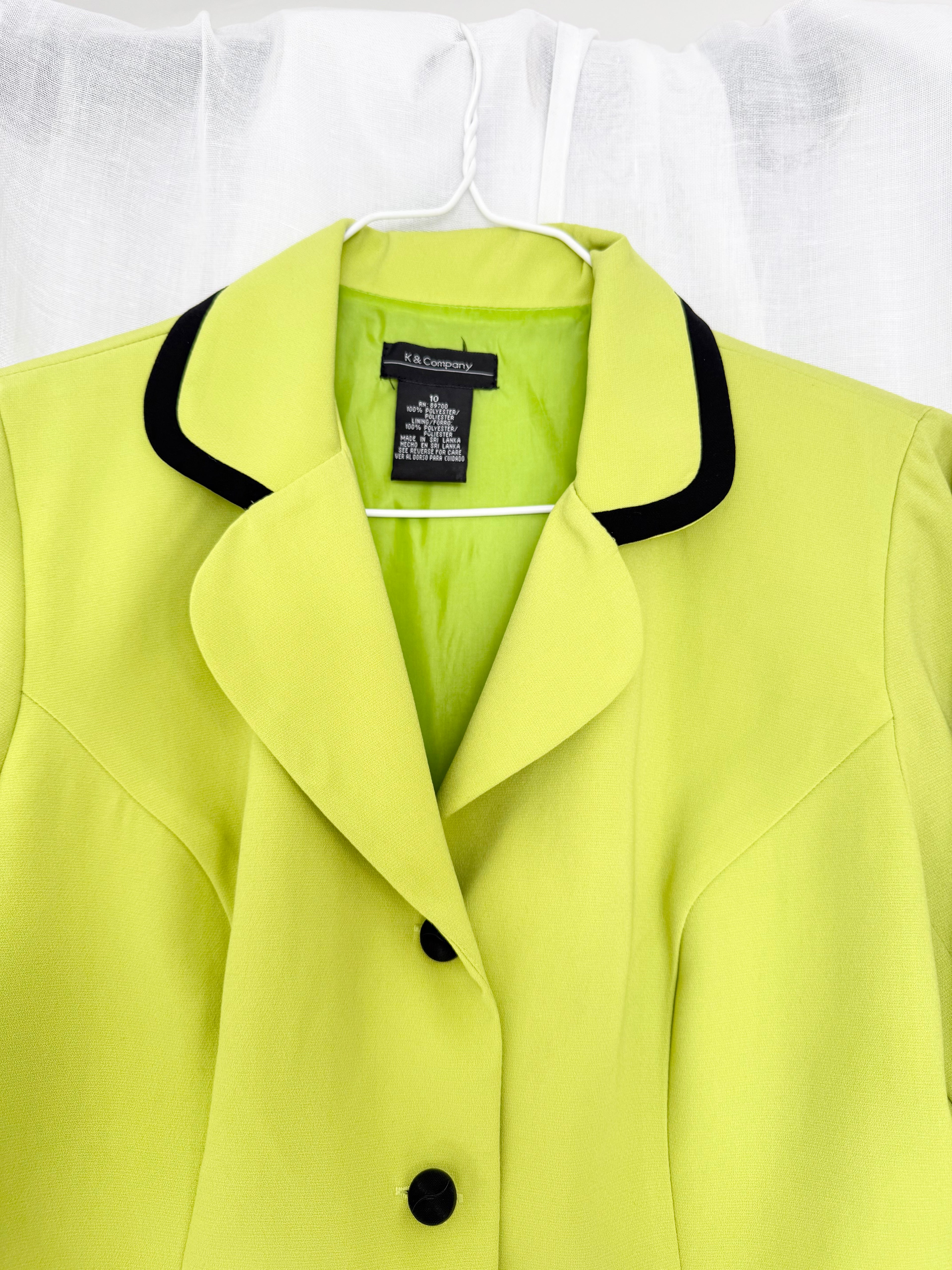 90’s chartreuse mod bow blazer ✧