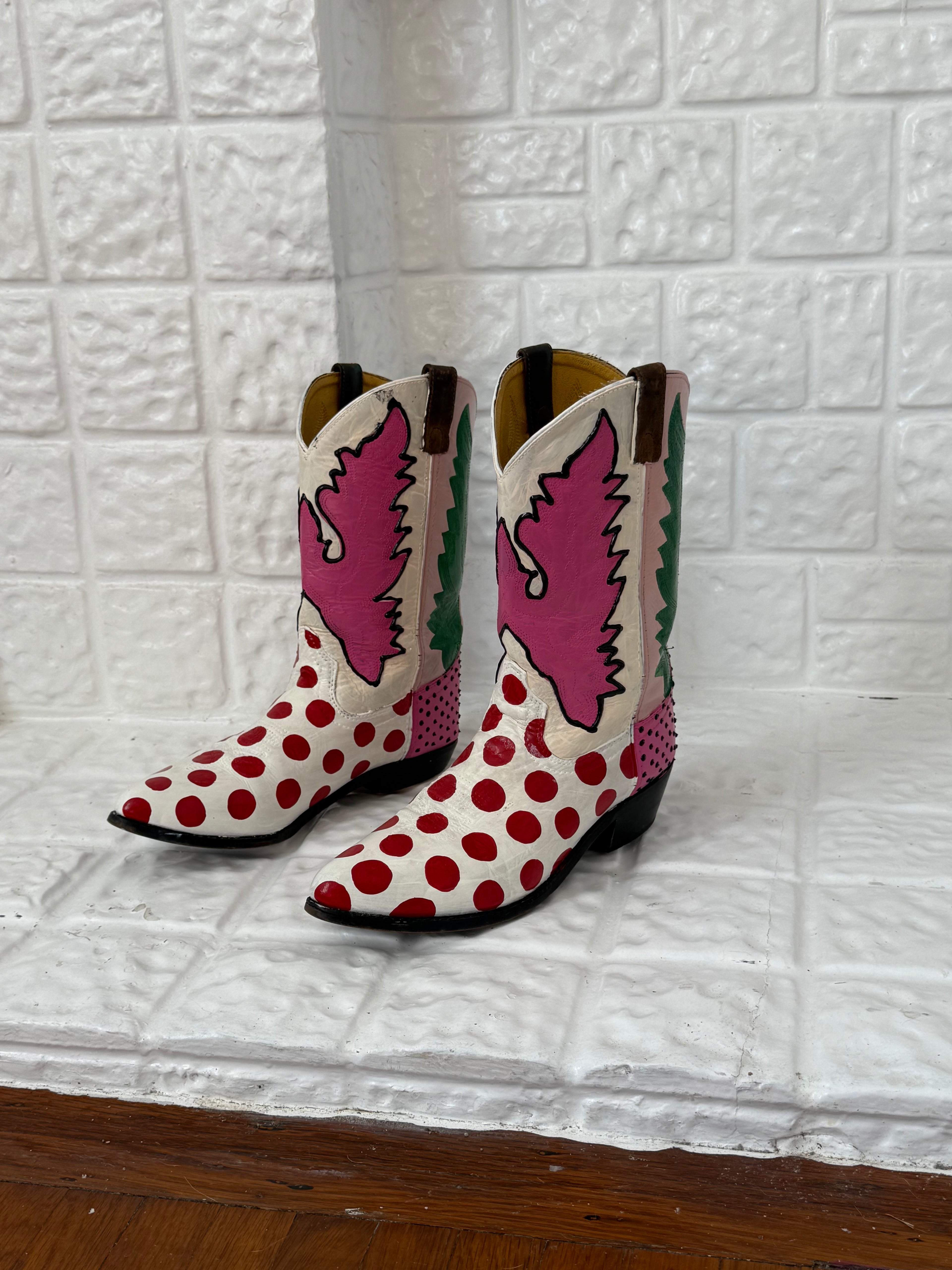 ✿ hand painted polka dot western boots ✿ (size 9.5)