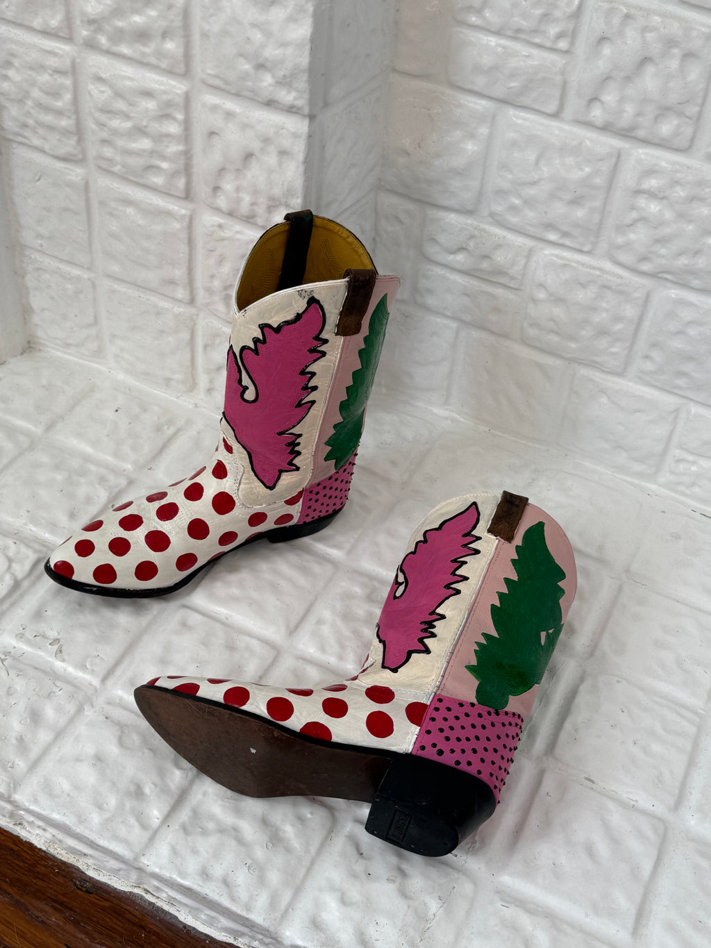 ✿ hand painted polka dot western boots ✿ (size 9.5)