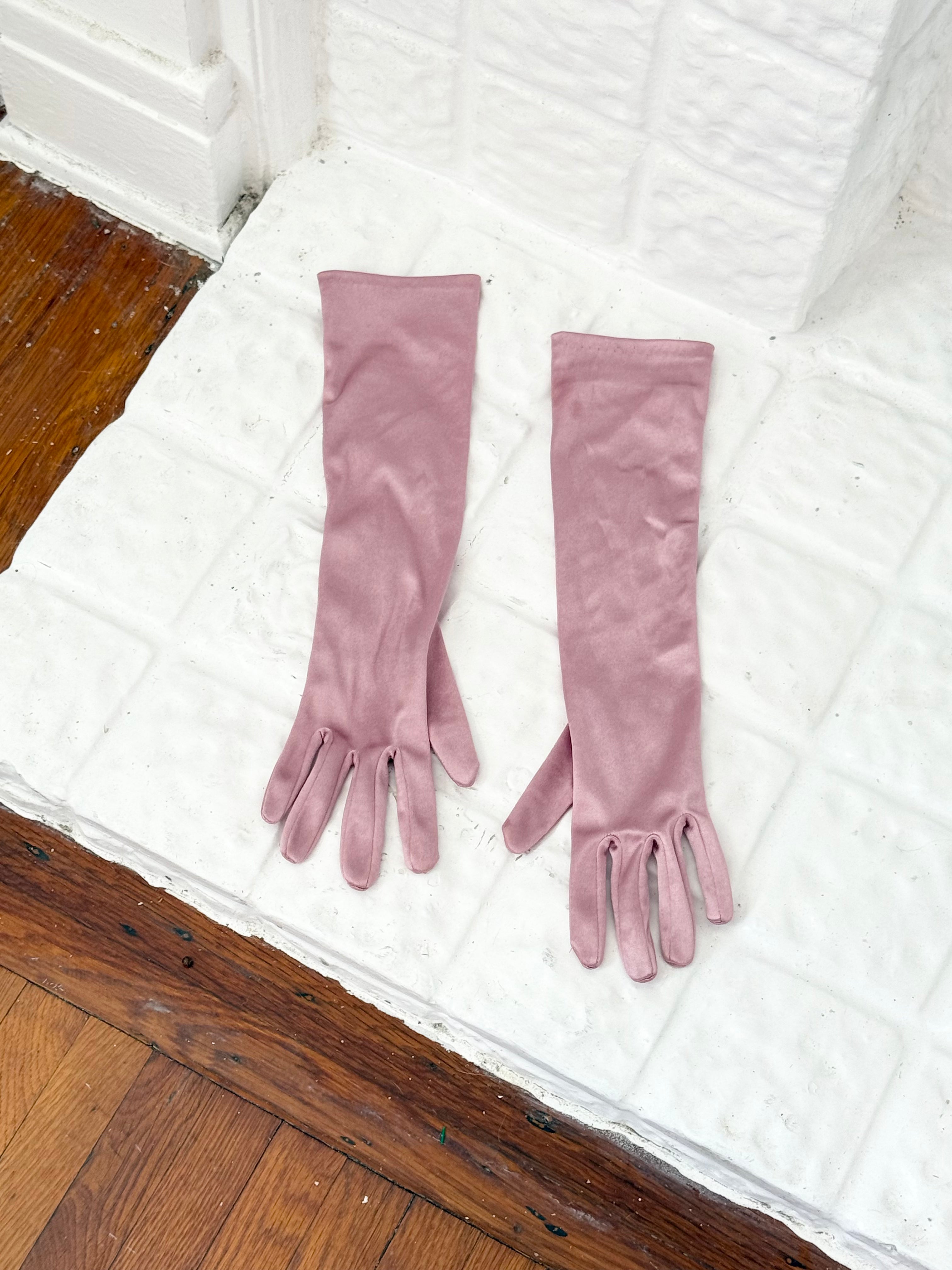 ♡ dusty pink satin opera gloves ♡