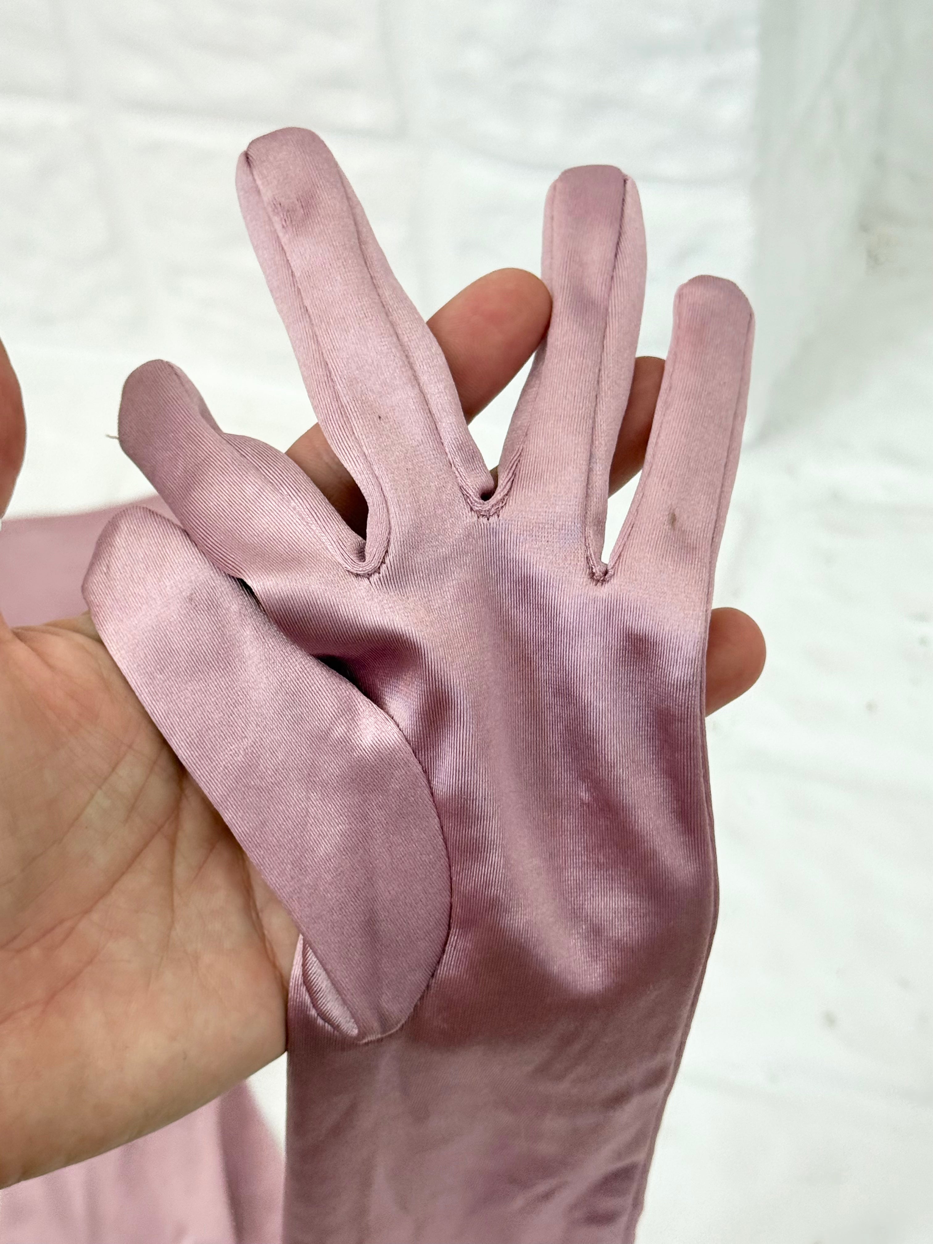 ♡ dusty pink satin opera gloves ♡