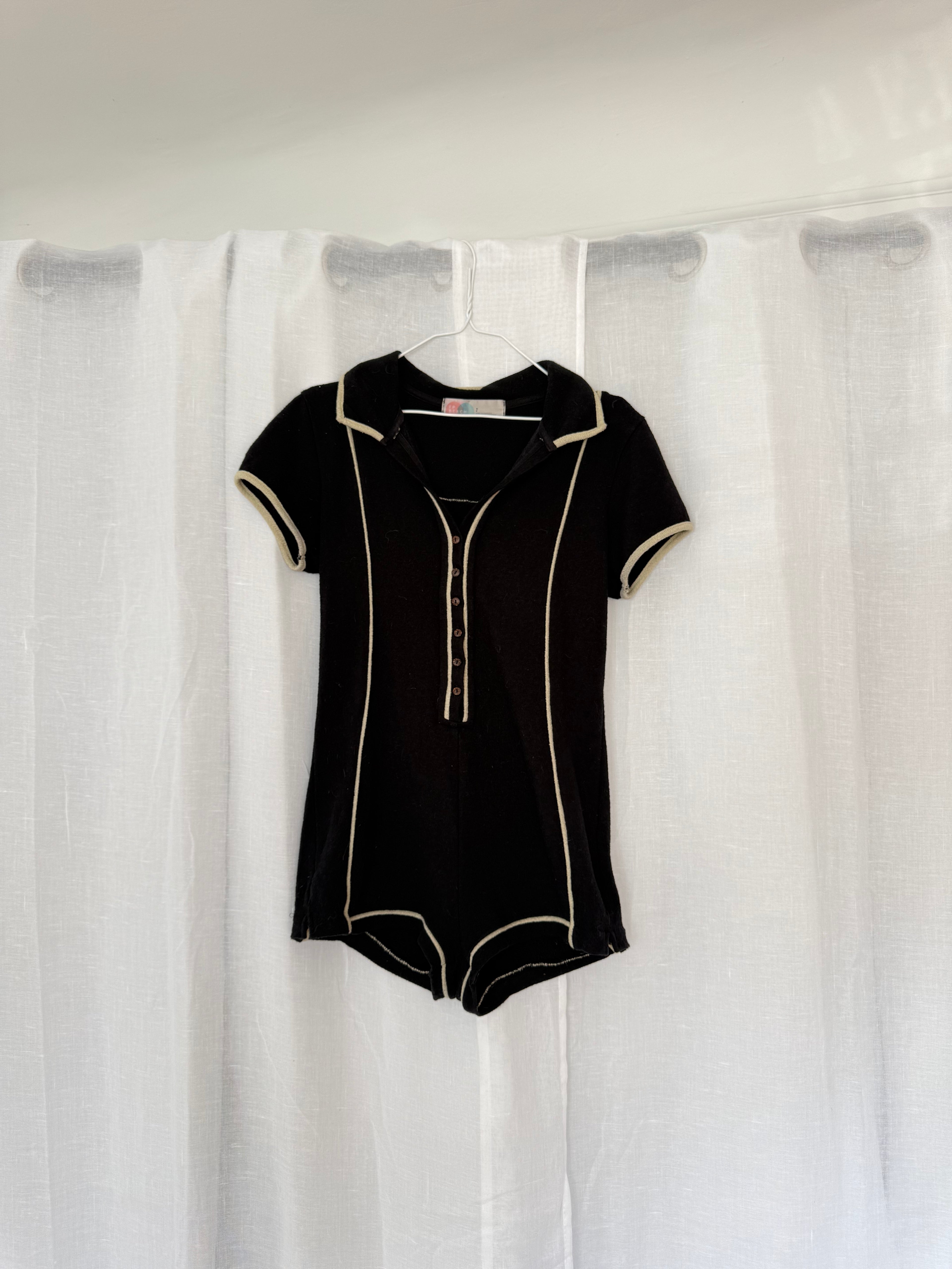 ✿ terry cloth contrast trim romper ✿