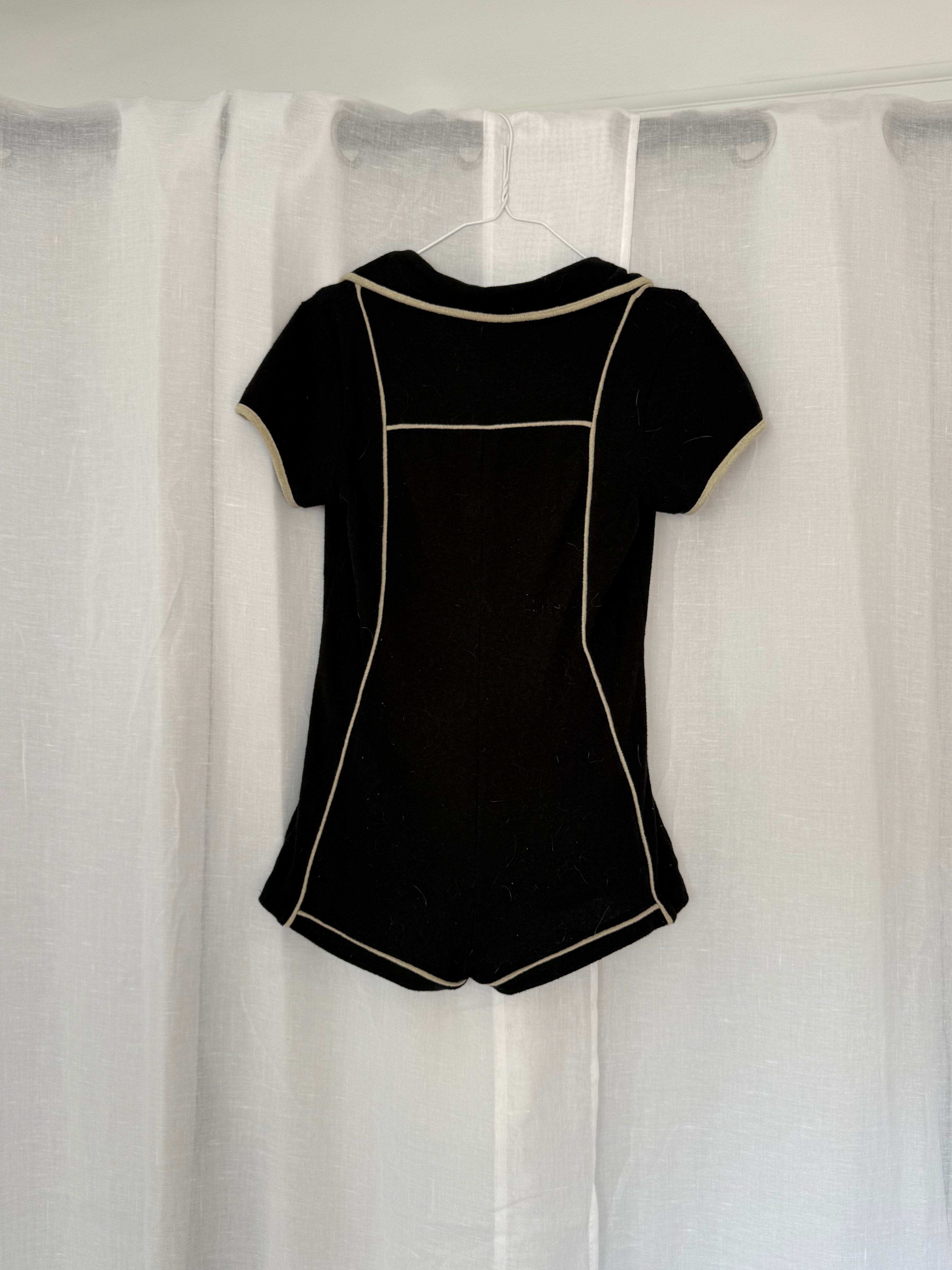 ✿ terry cloth contrast trim romper ✿