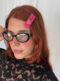 ✿ pink resin heart hair clip ✿