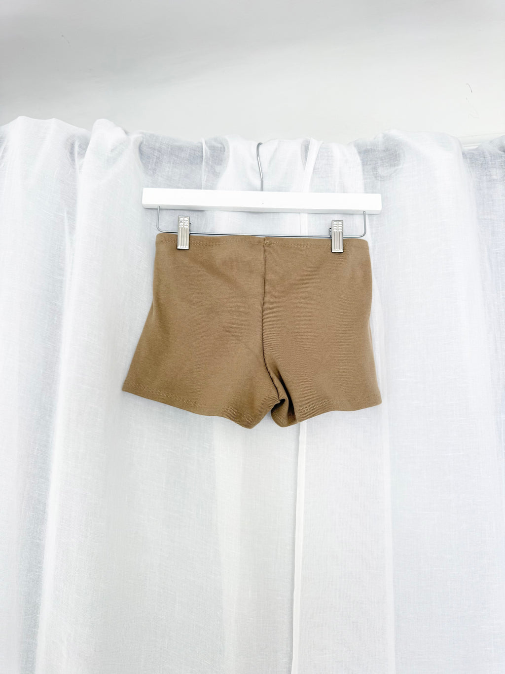 los angeles apparel brown micro mini shorts ✧ (27")
