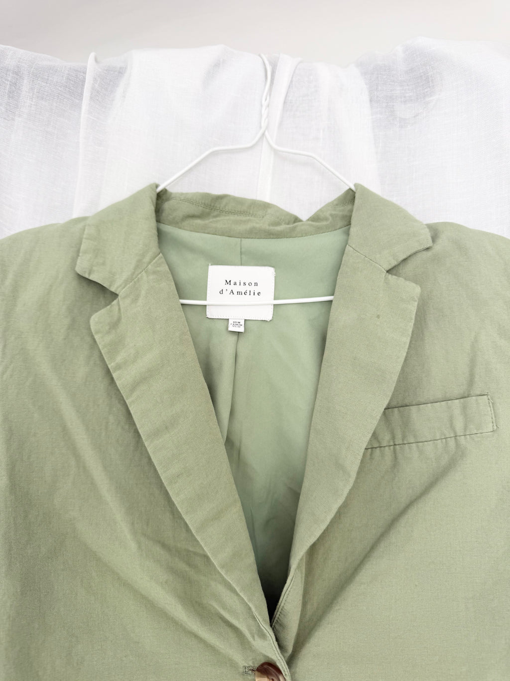 cropped sage linen blazer ✧