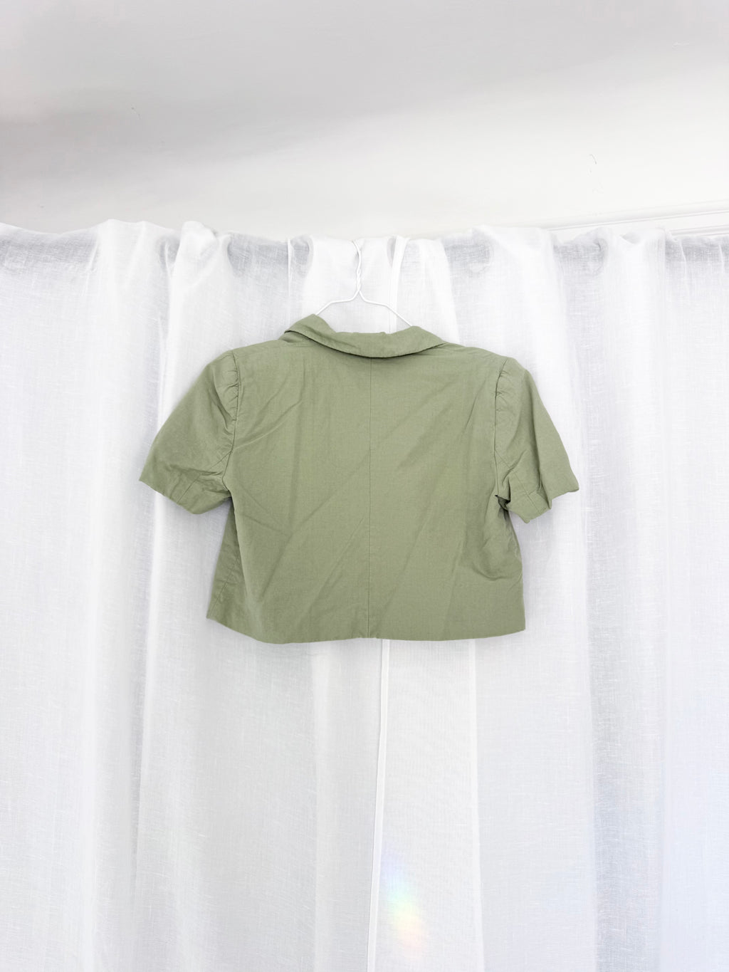 cropped sage linen blazer ✧
