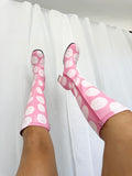 pink polka dot painted mod boots ✧ (size 8)