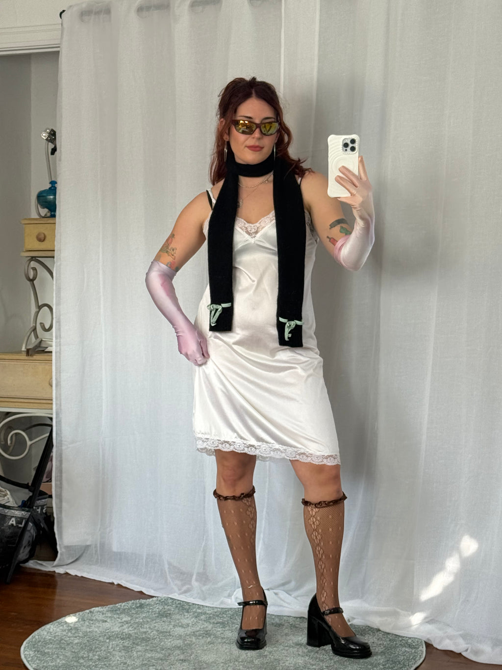 ⋆｡𓆩♡𓆪｡⋆ vintage GAP knit scarf with mint bow