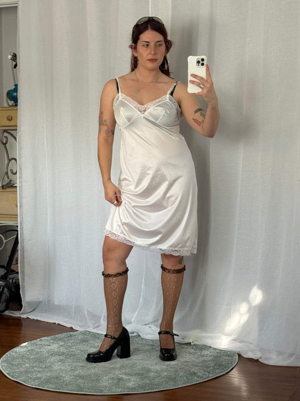 𓆩♡𓆪 vintage lace trim slip dress