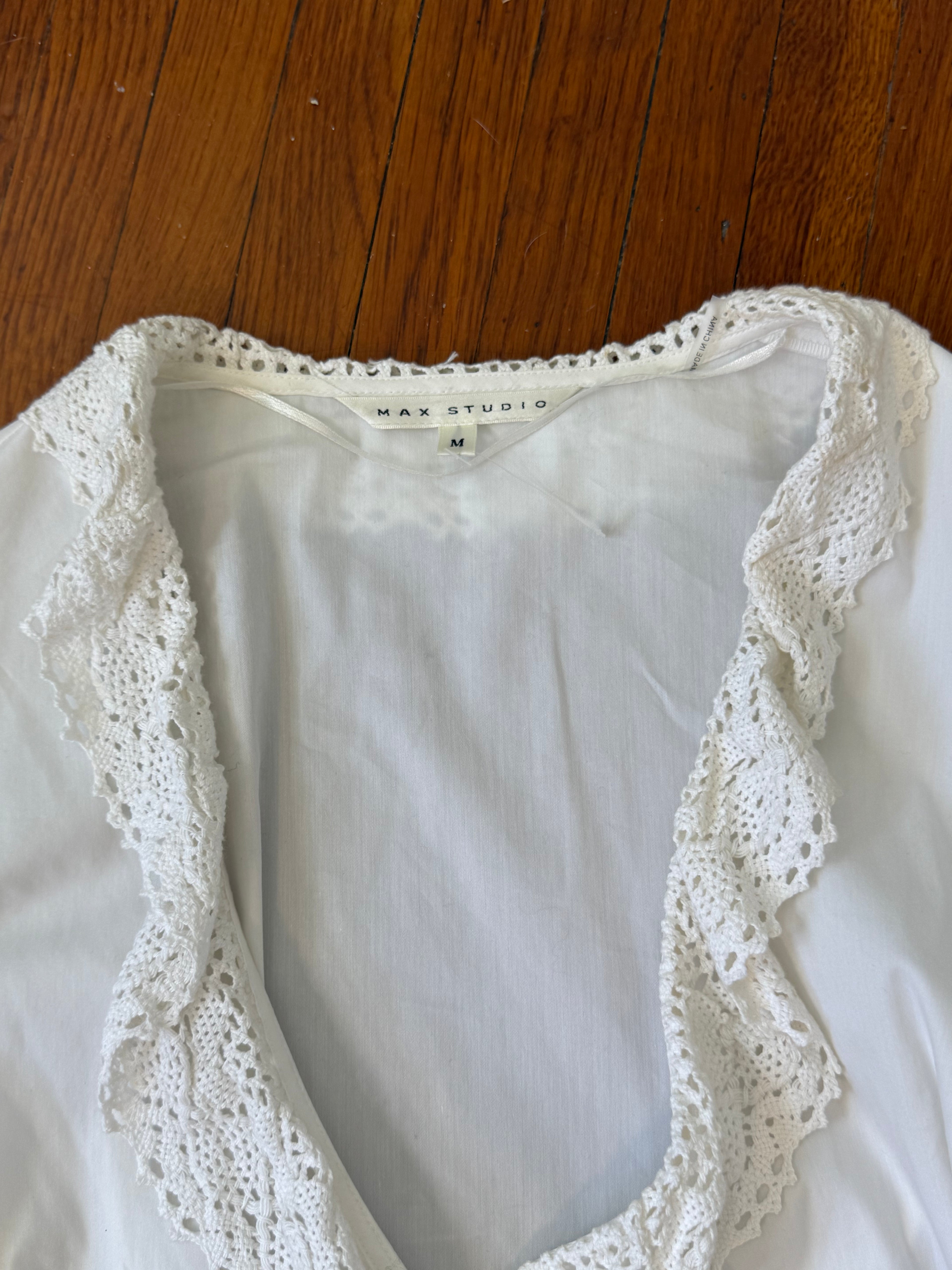 ✦ white lace trim wrap top ✦