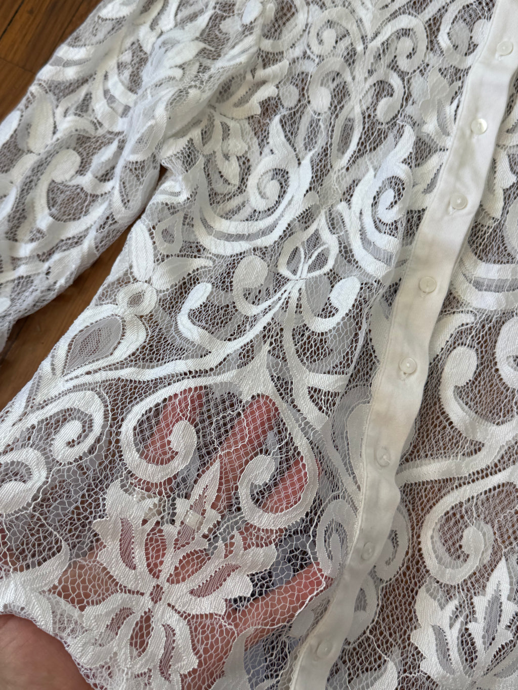 ✧ anne fontaine sheer lace button up ✧