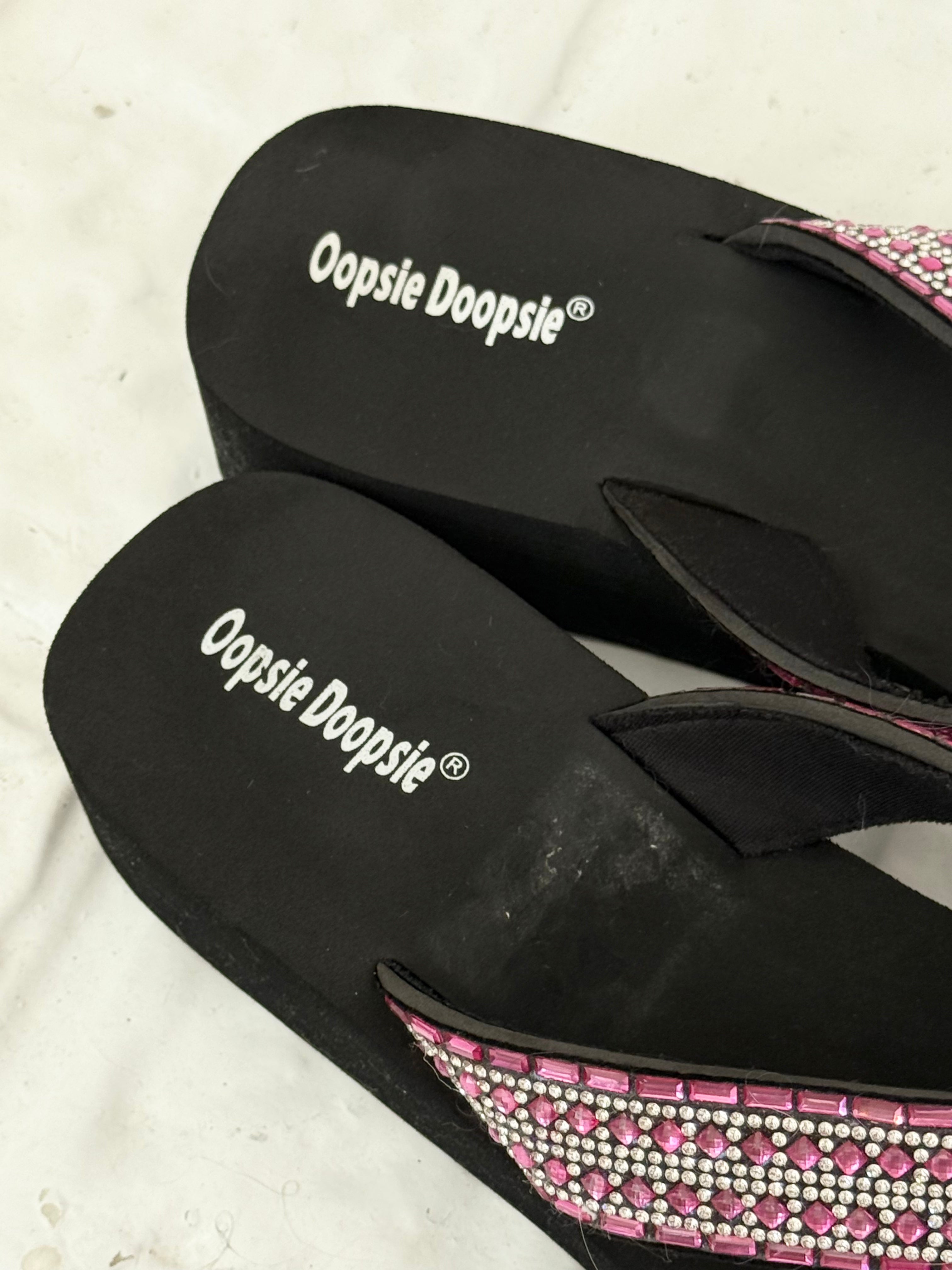 ✿ Y2K rhinestone platform flip flops ✿