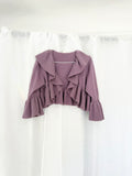cashmere lavender ruffle cropped cardigan ✧