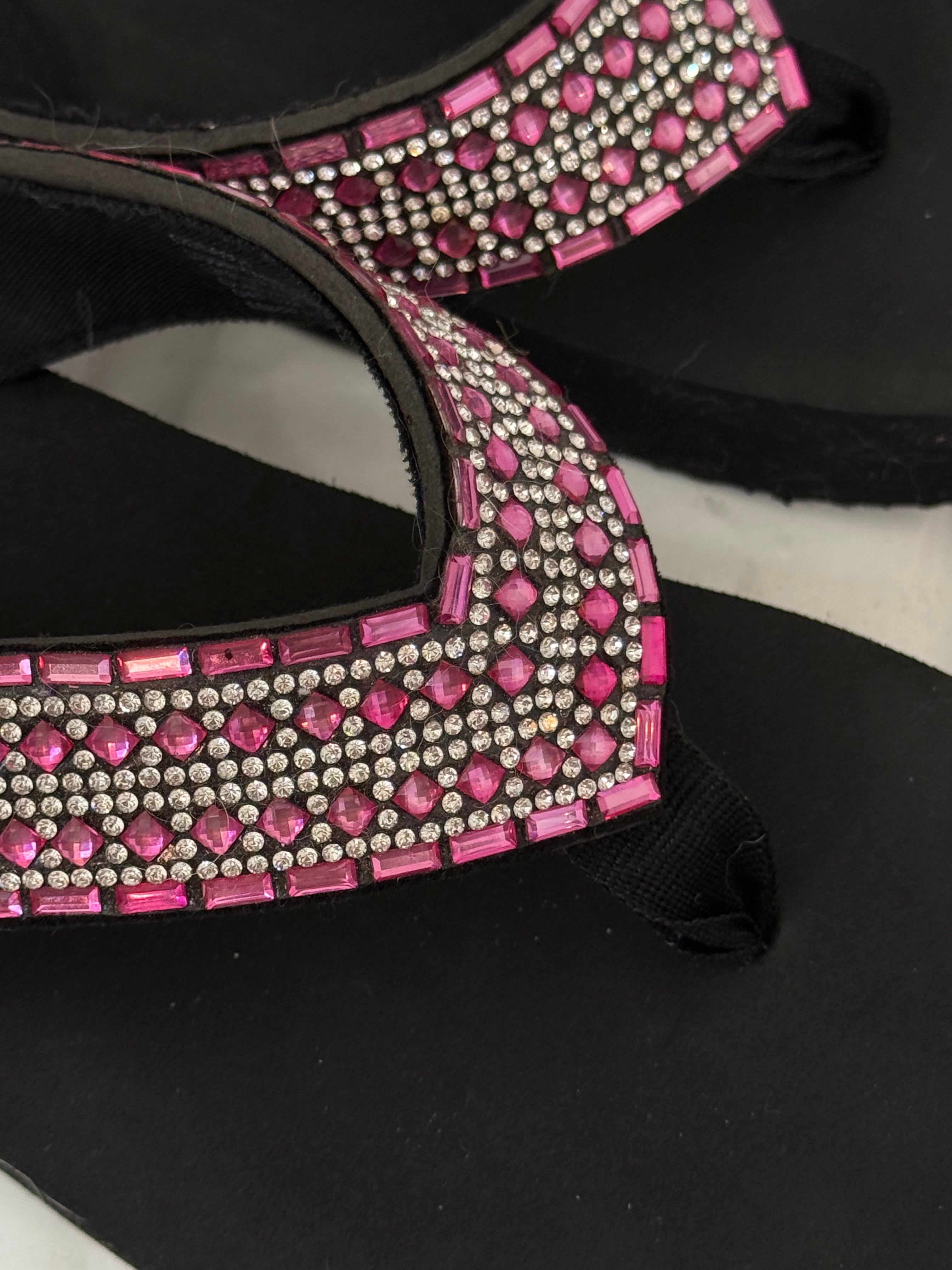 ✿ Y2K rhinestone platform flip flops ✿