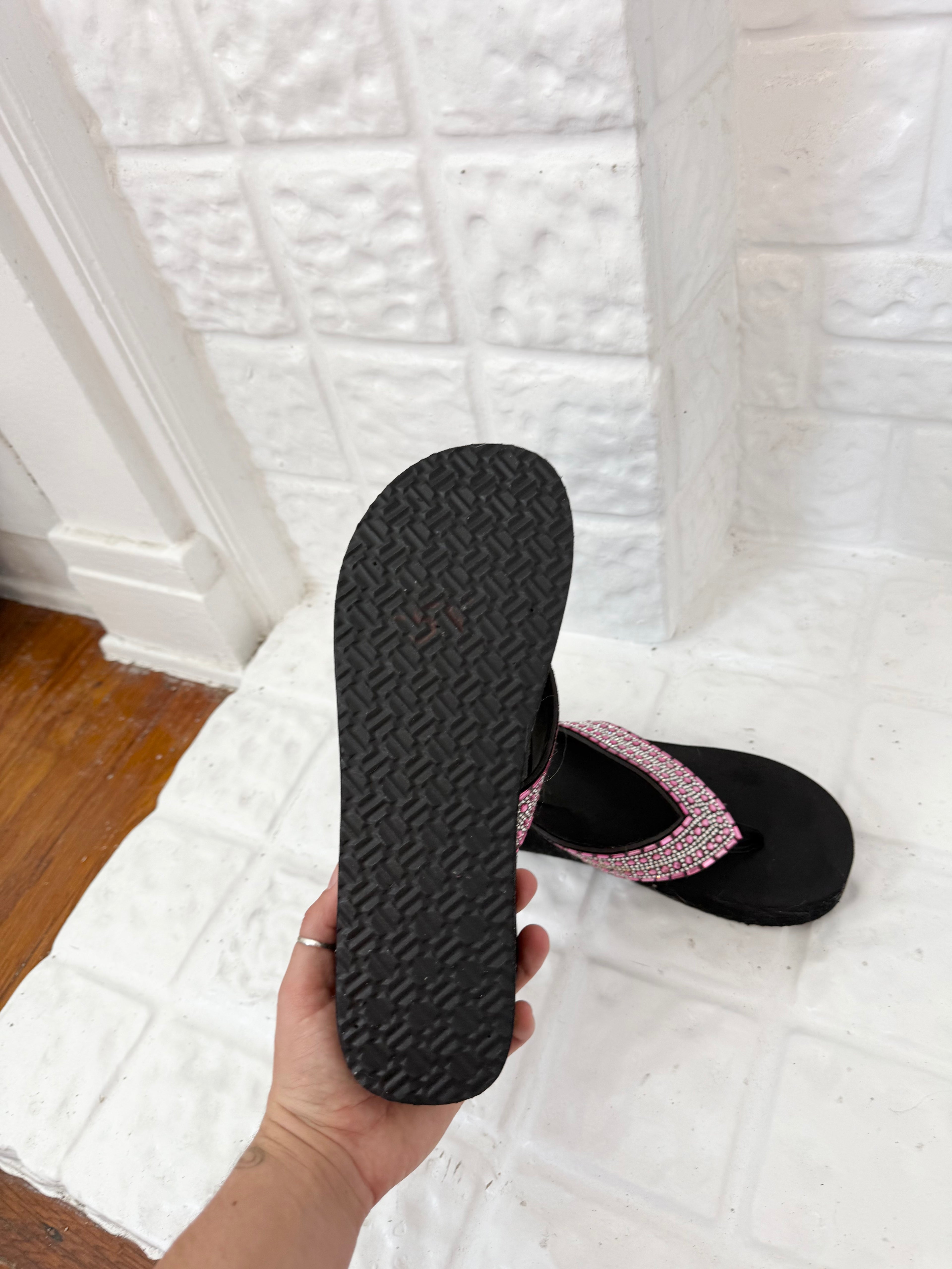 ✿ Y2K rhinestone platform flip flops ✿