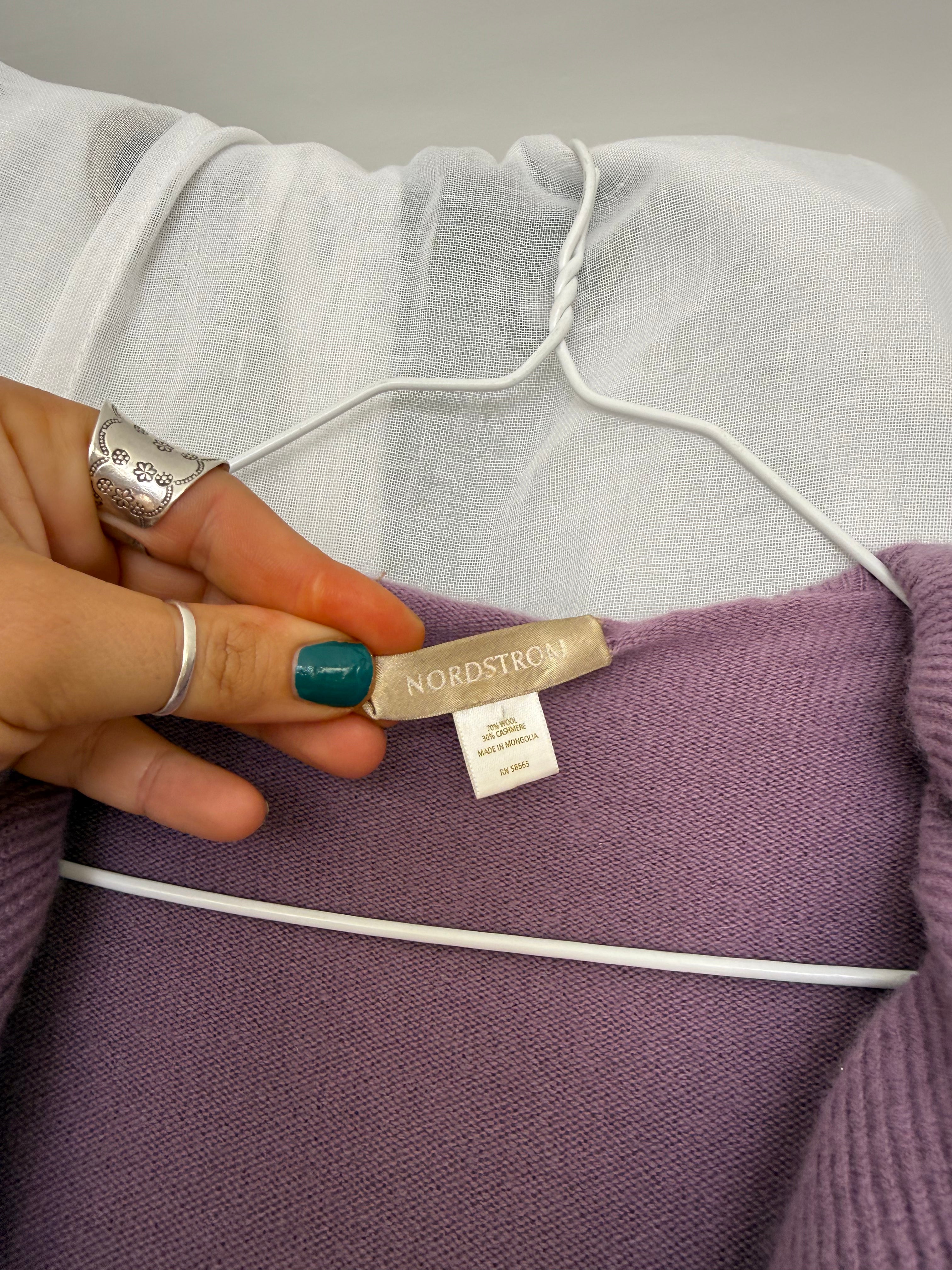 cashmere lavender ruffle cropped cardigan ✧