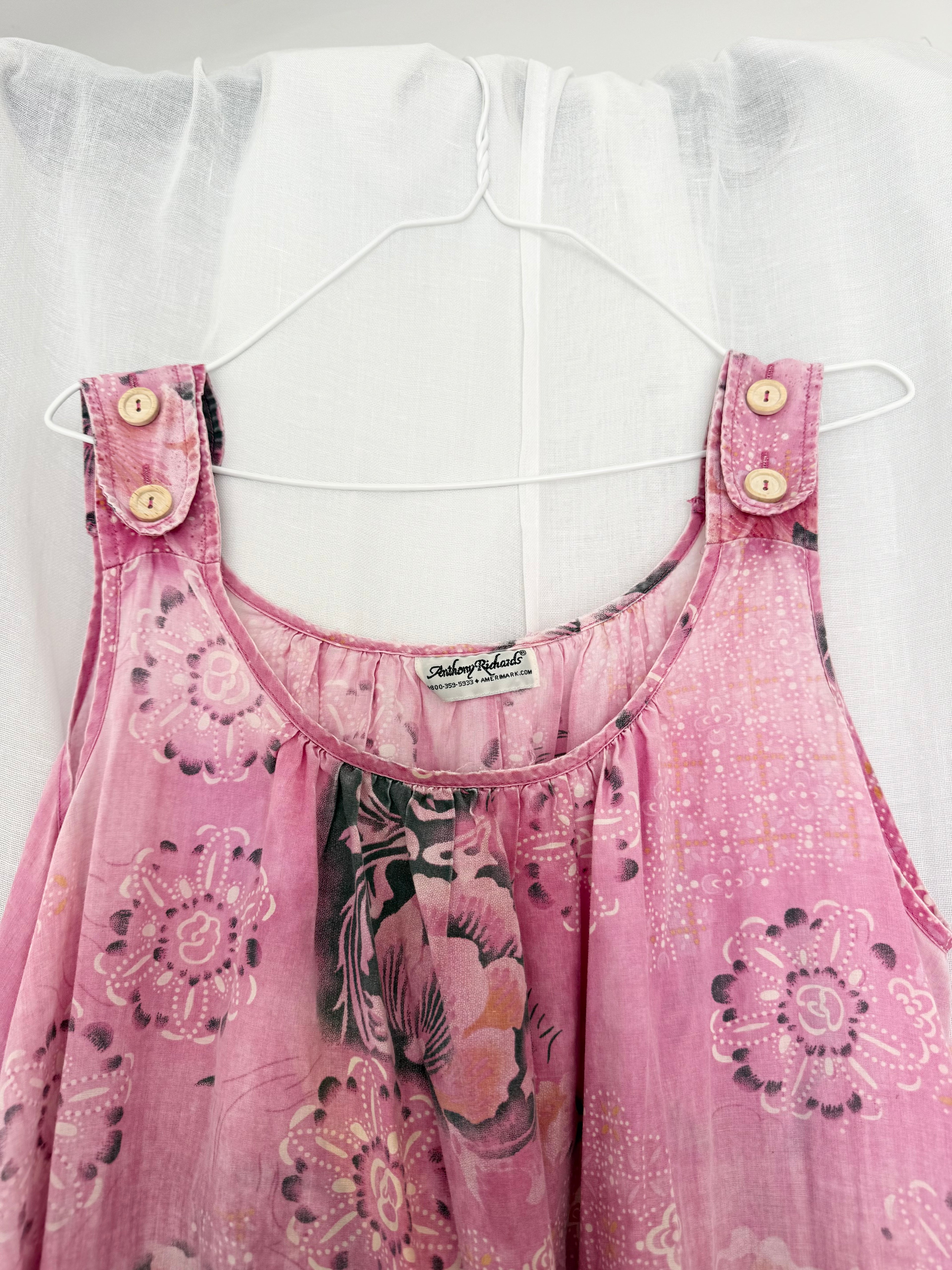 pink floral oversized boho midi dress ✧