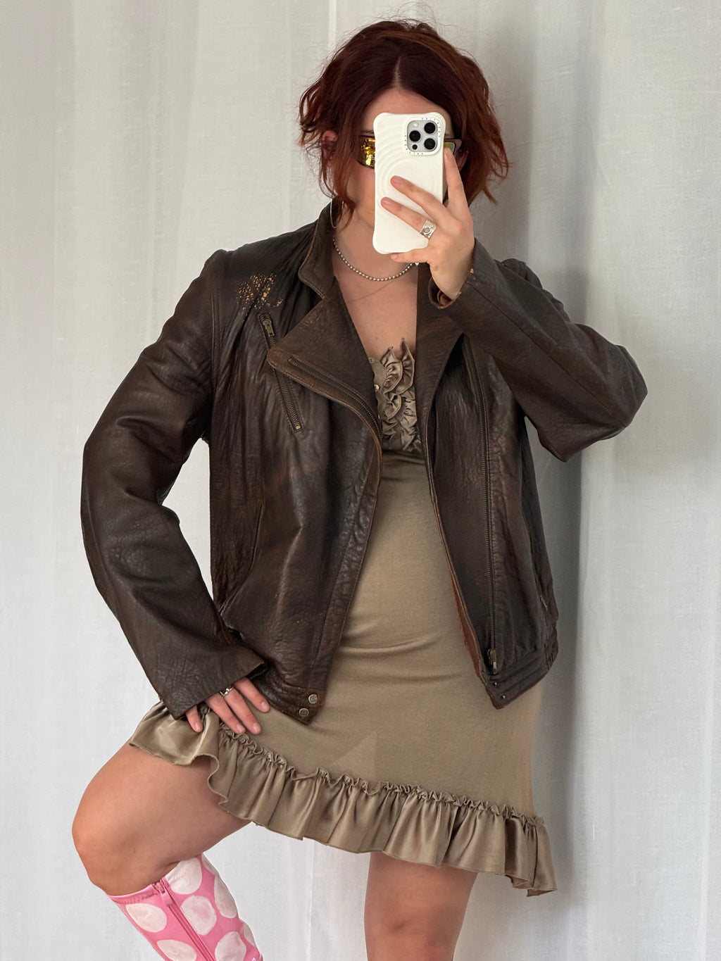 ✦ vintage faded leather moto jacket ✦