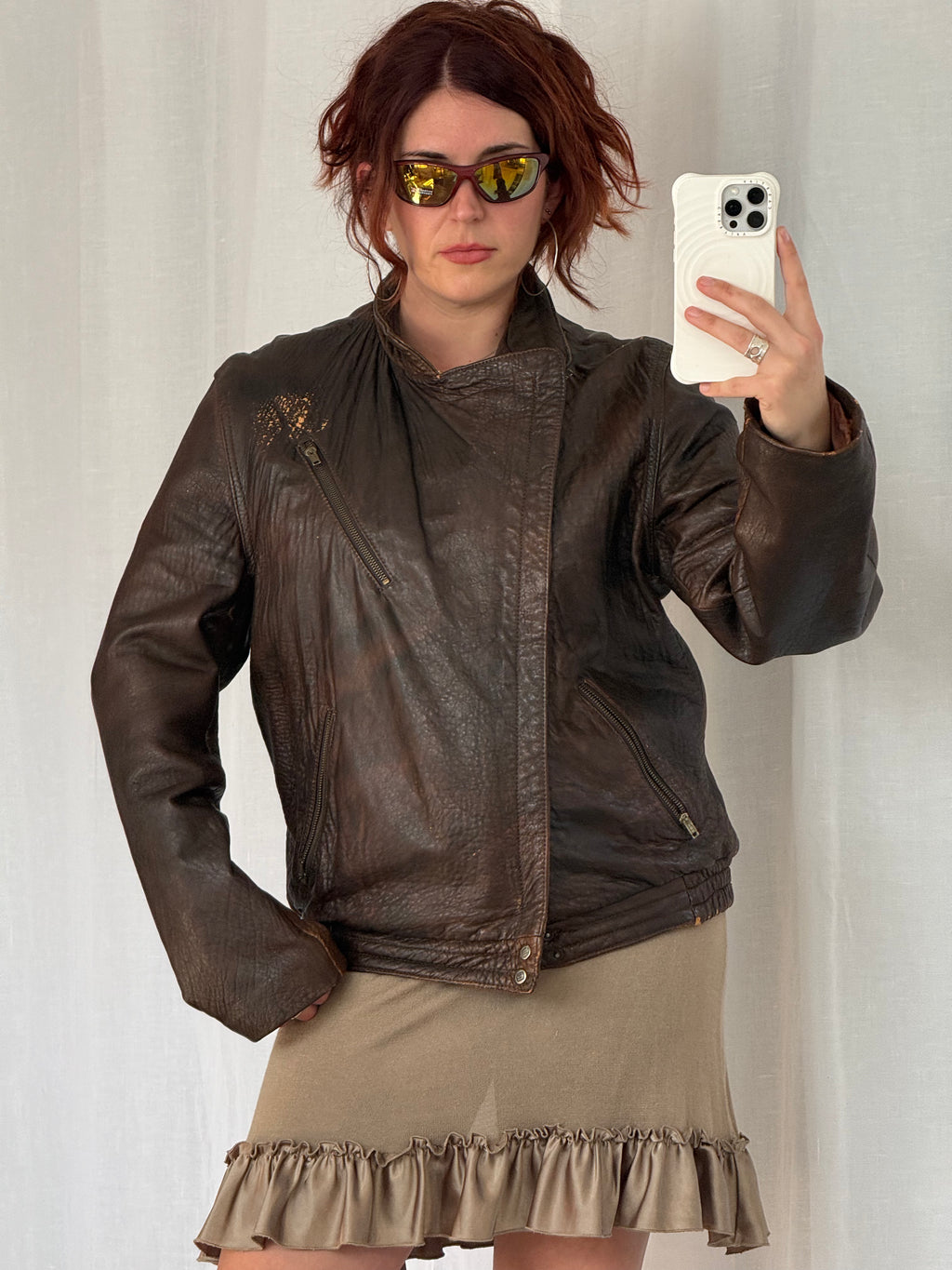 ✦ vintage faded leather moto jacket ✦