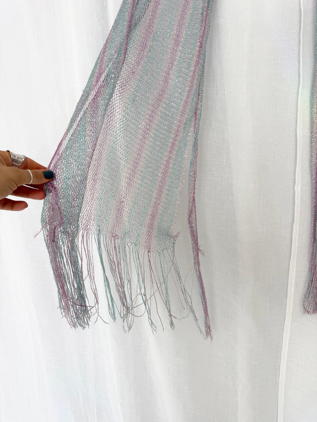 pastel rainbow metallic mesh scarf ✧