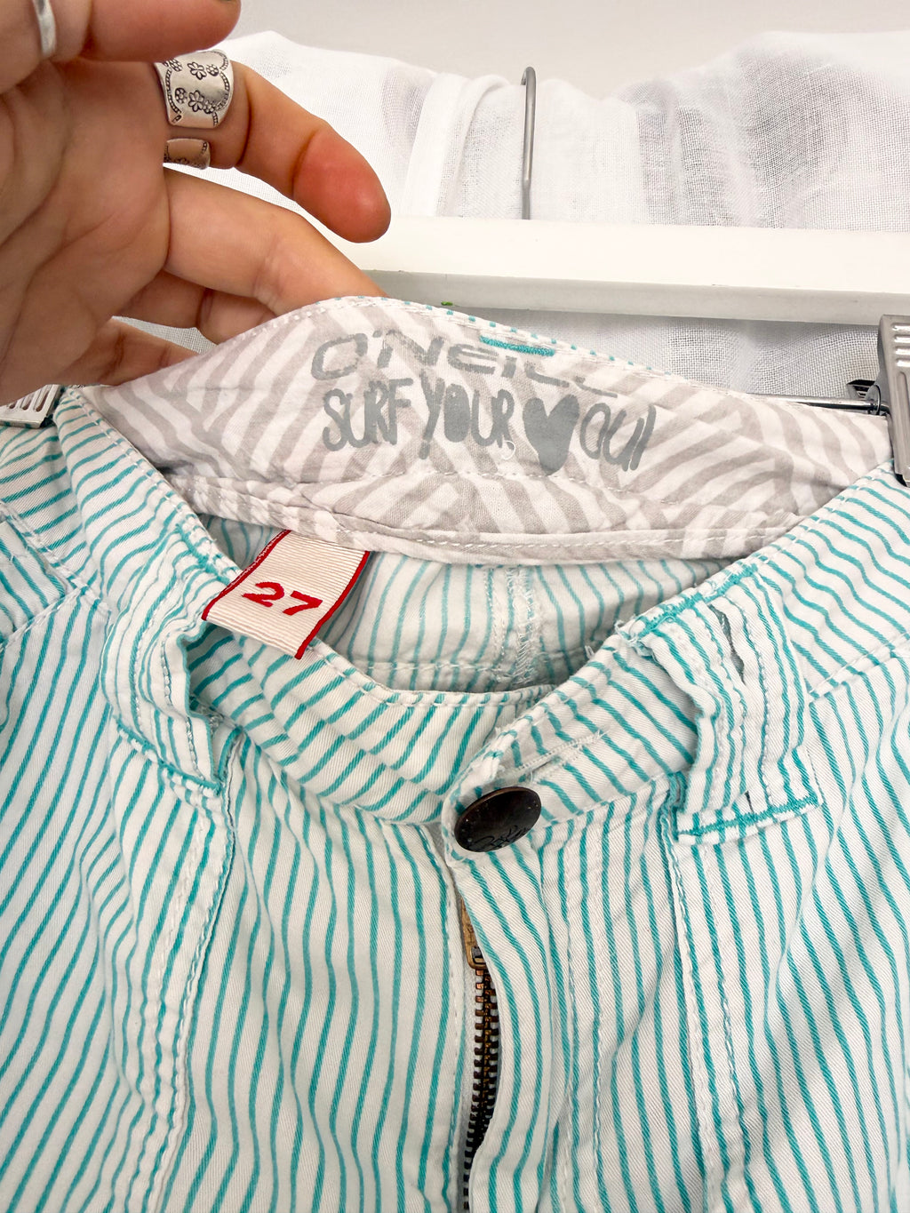 low rise striped bermuda shorts ✧ (33")