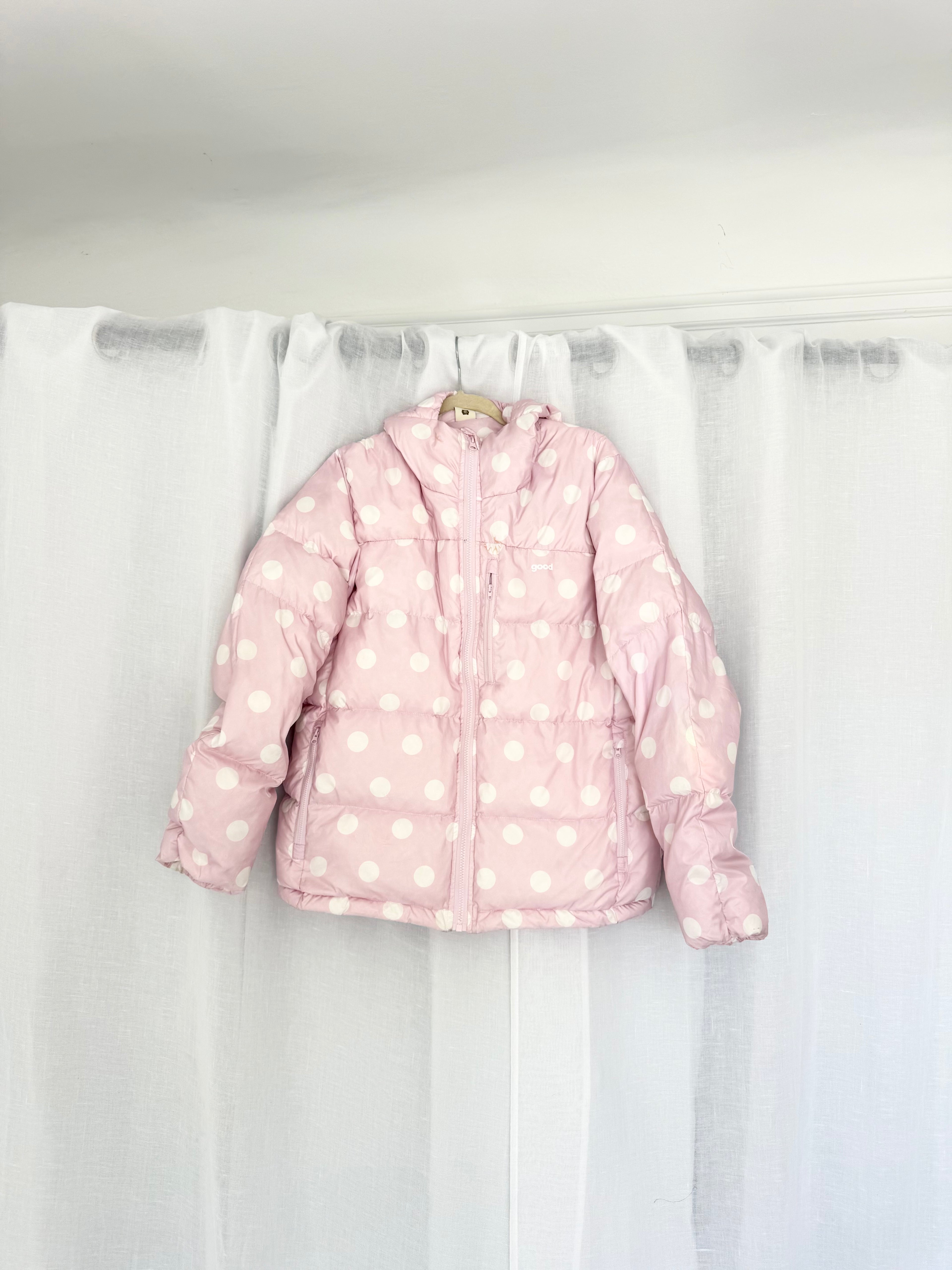 pink polka dot puffer jacket ✧