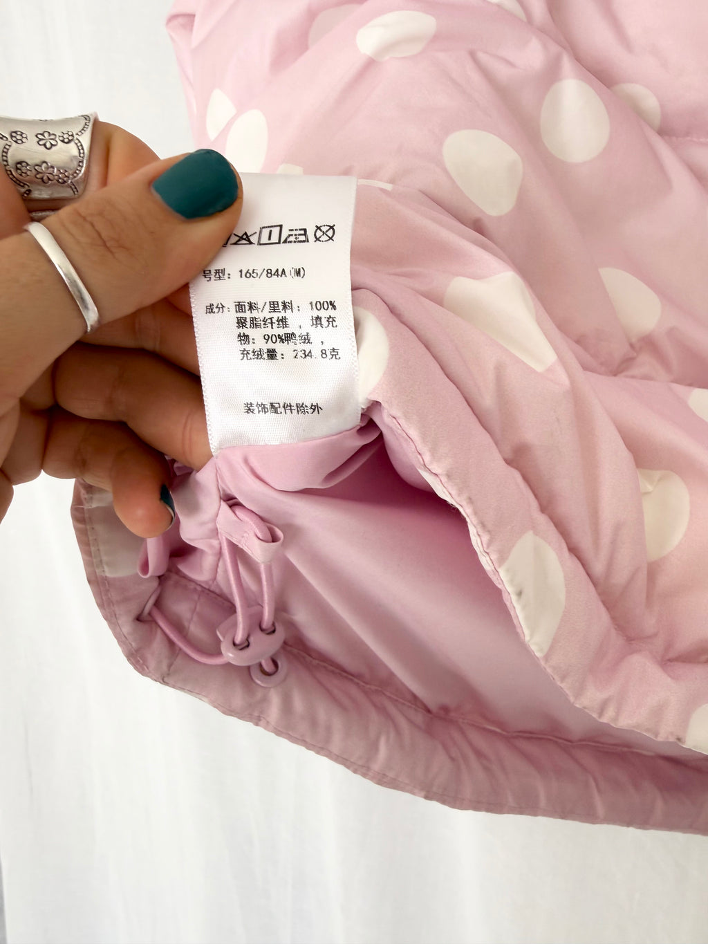 pink polka dot puffer jacket ✧