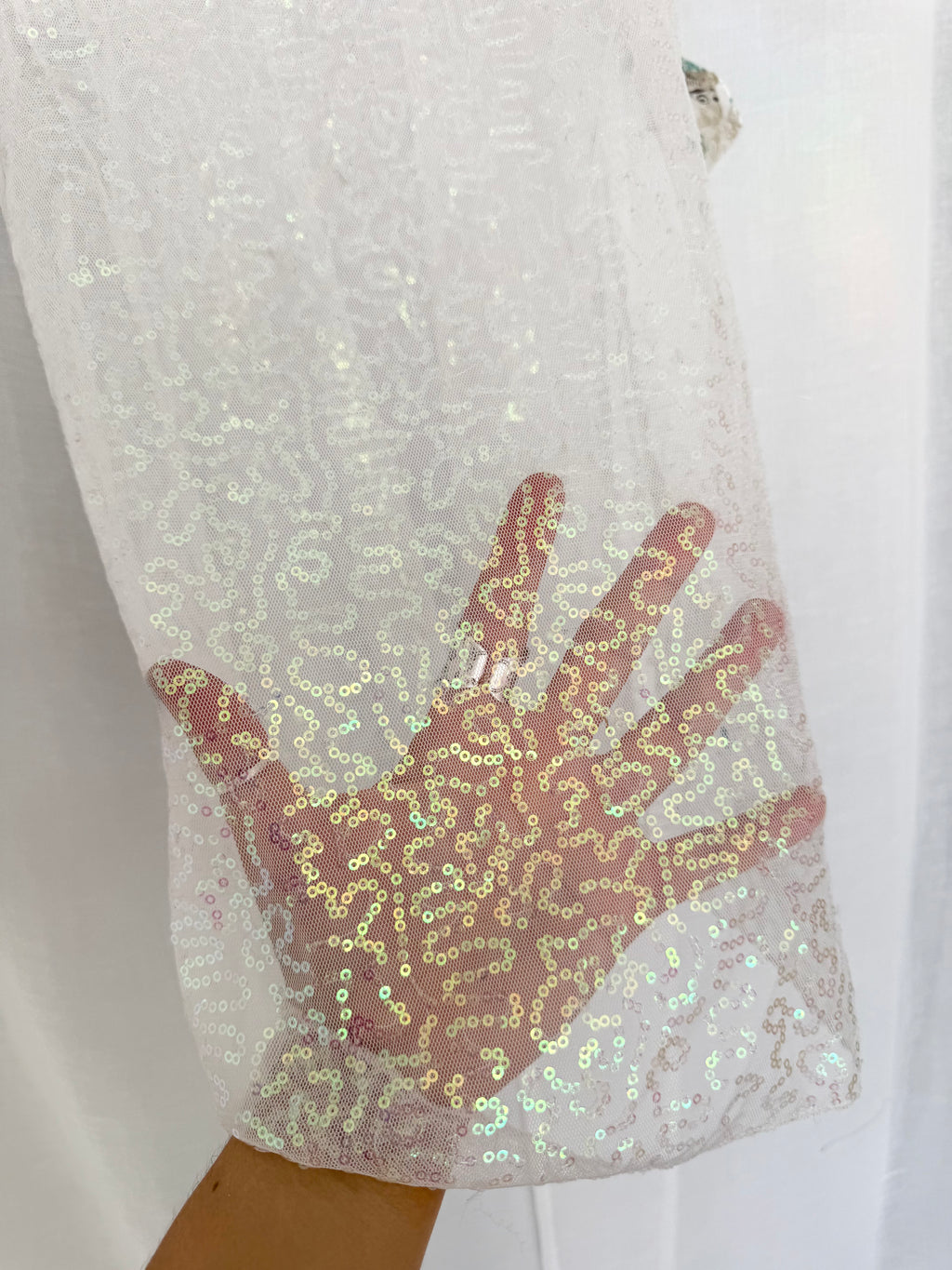 iridescent sequin sheer mini dress ✧