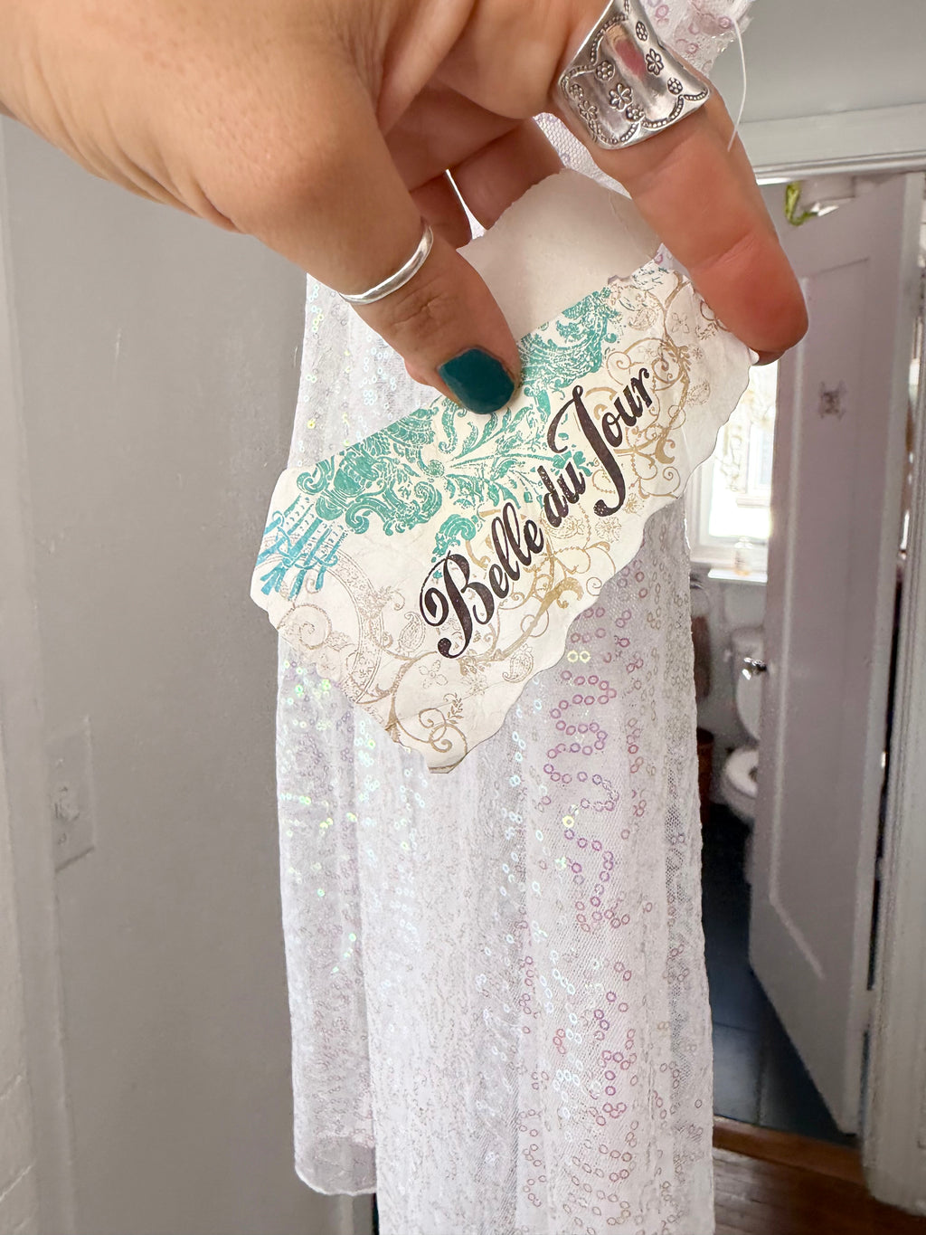 iridescent sequin sheer mini dress ✧