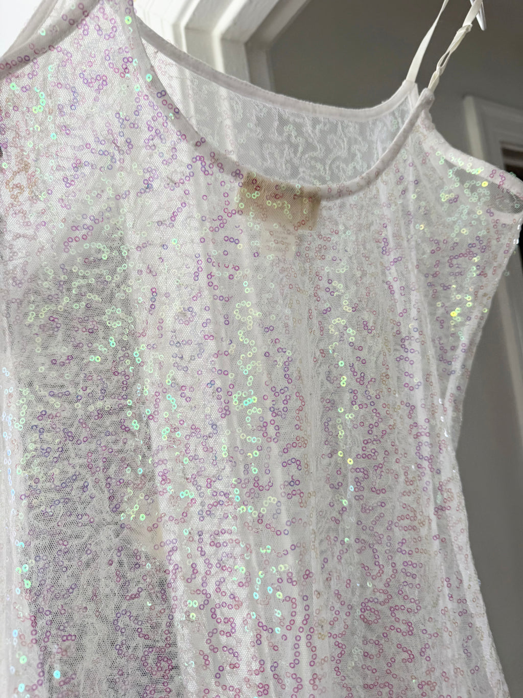 iridescent sequin sheer mini dress ✧