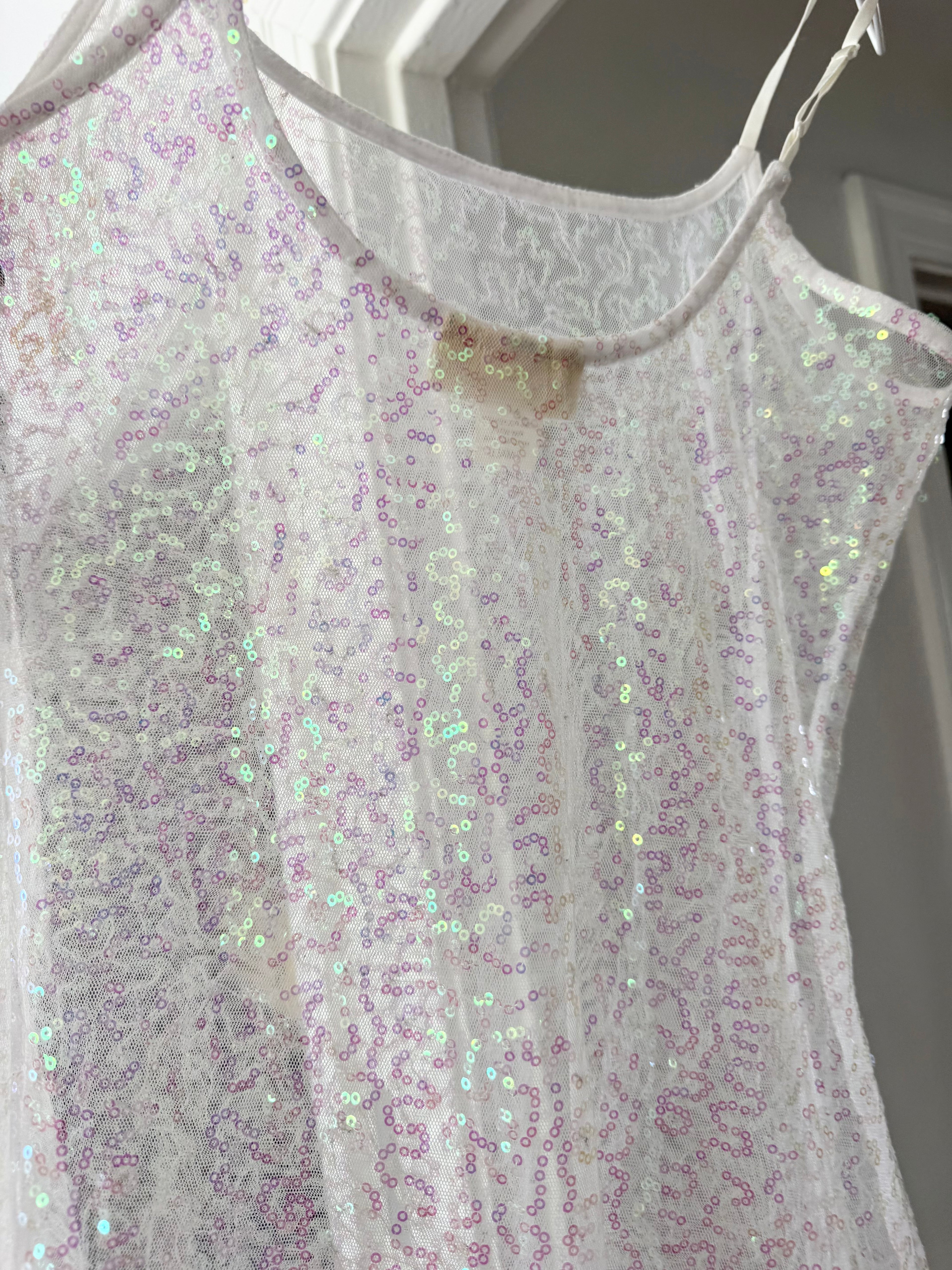 iridescent sequin sheer mini dress ✧