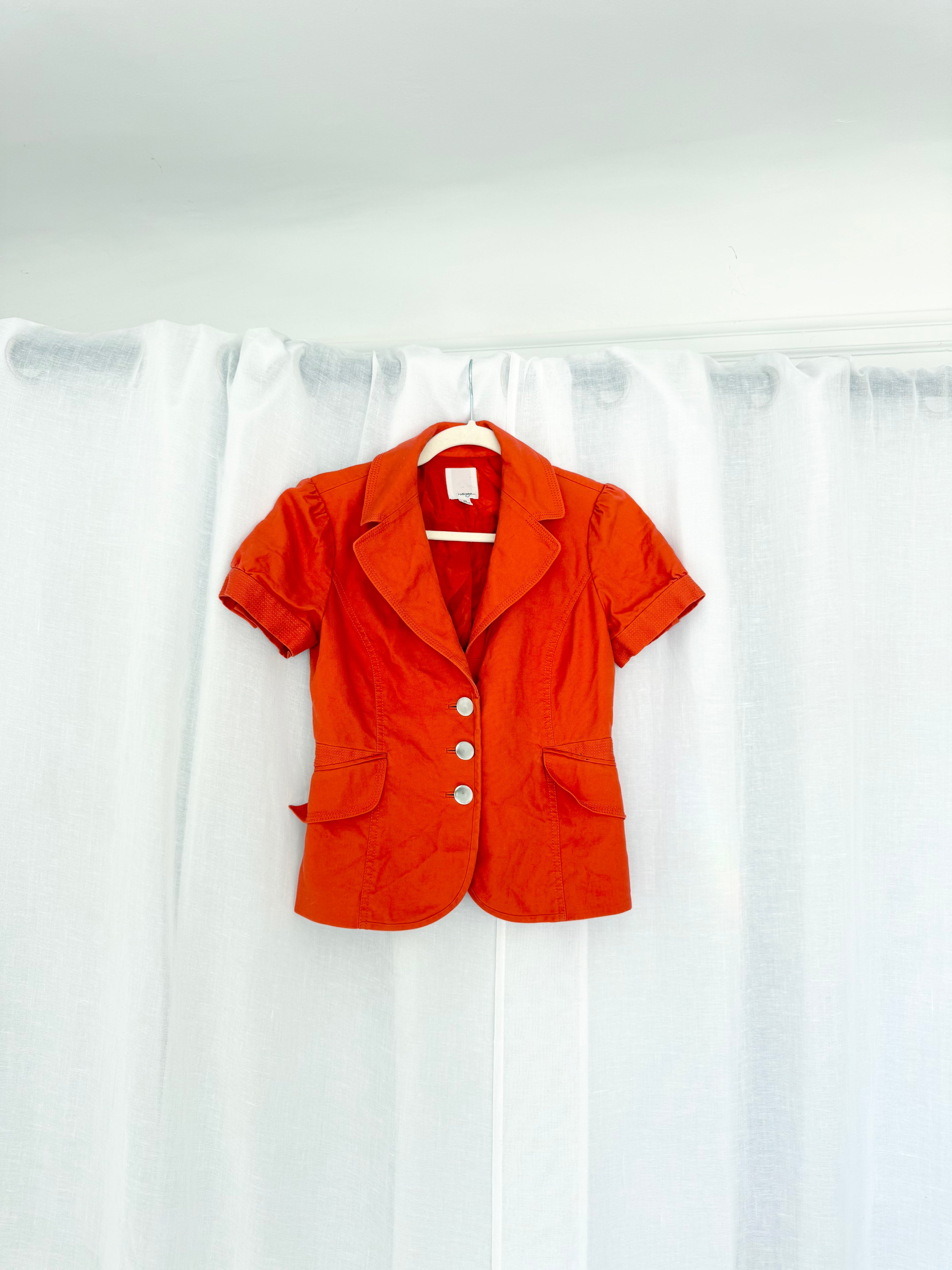 indie mod orange fitted blazer ✧