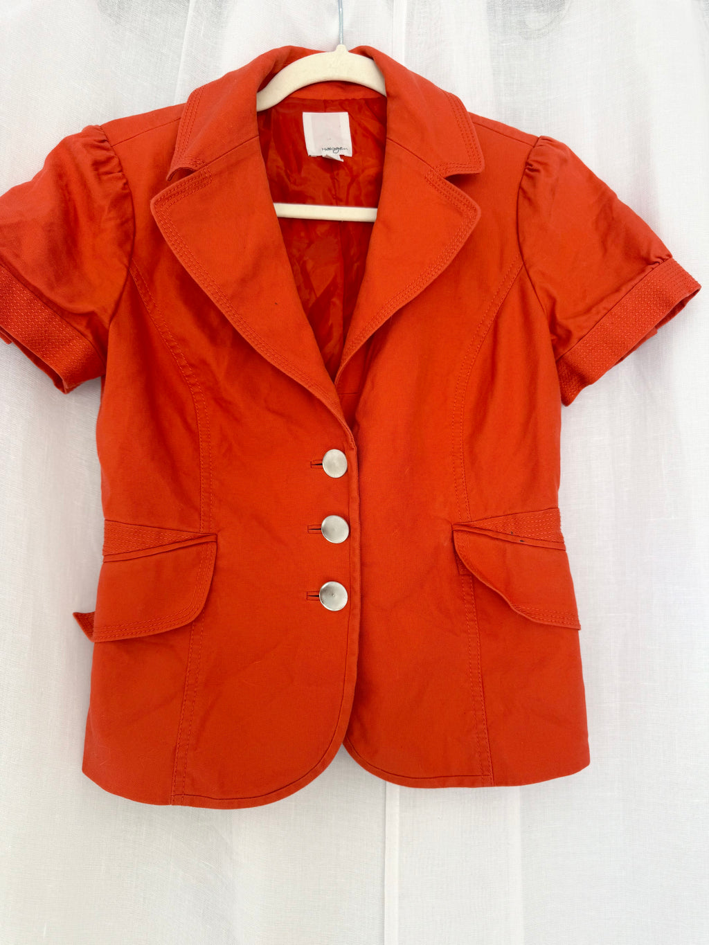 indie mod orange fitted blazer ✧