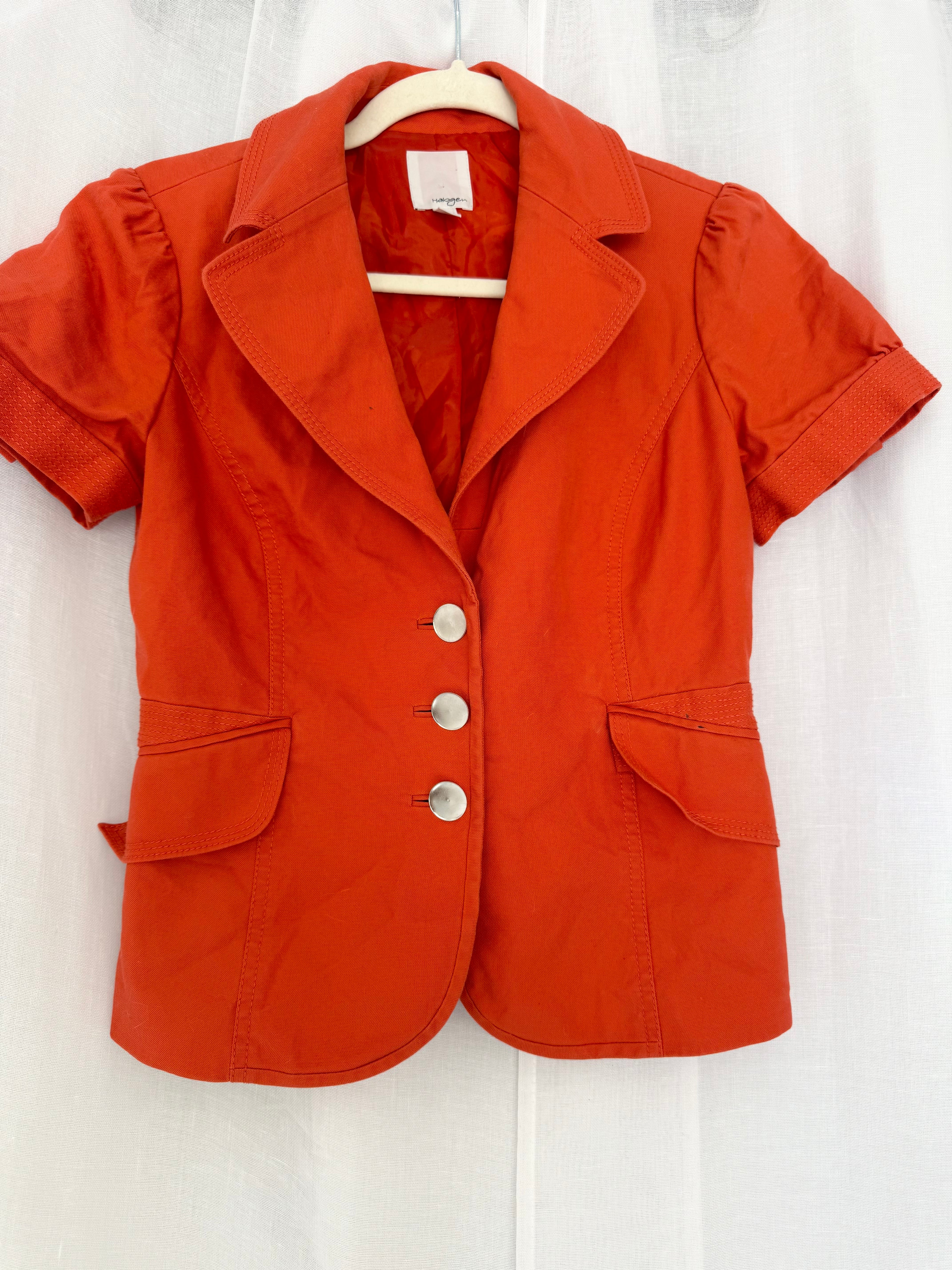 indie mod orange fitted blazer ✧