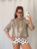 metallic gold leather swing jacket ✧