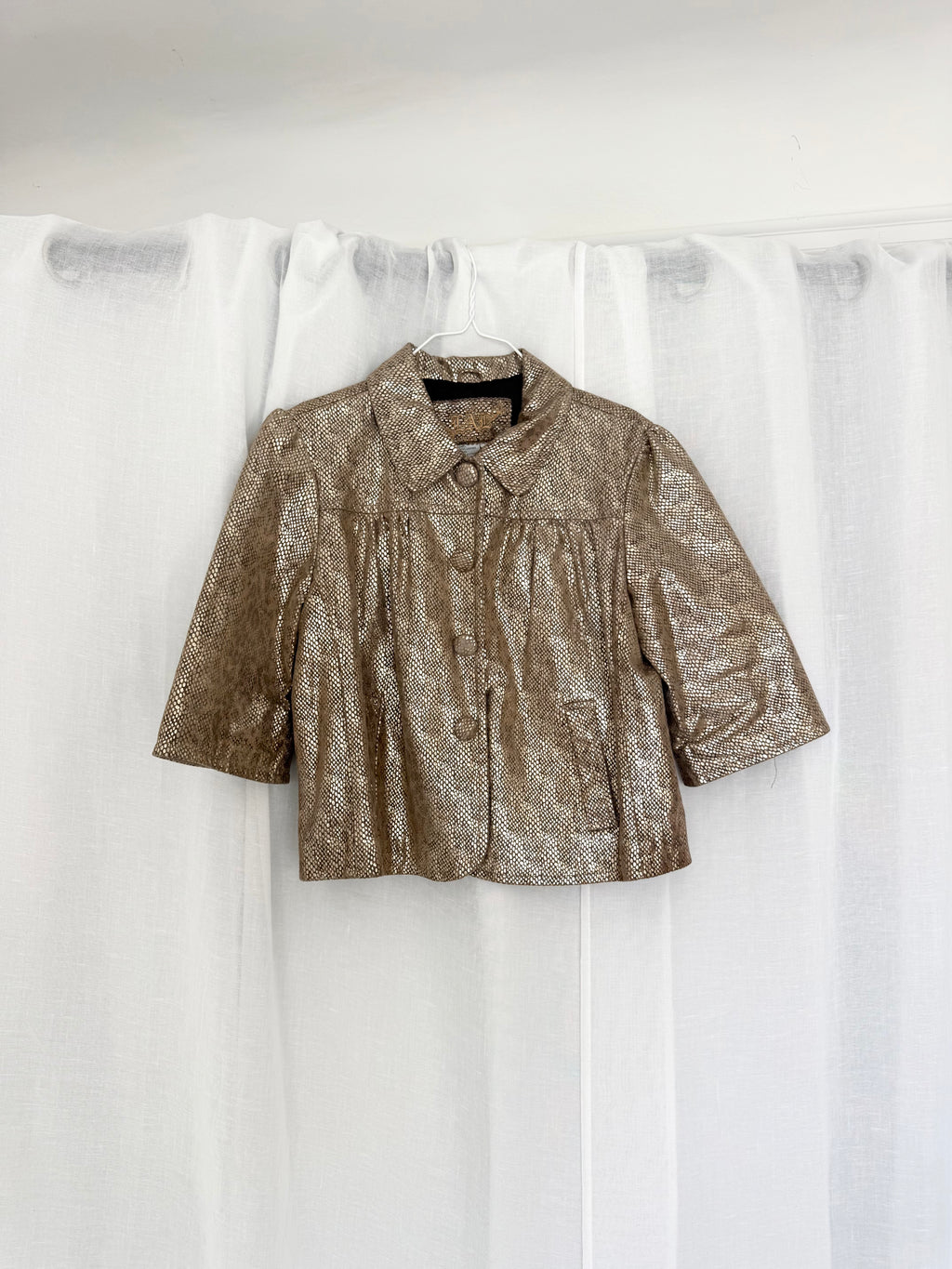 metallic gold leather swing jacket ✧