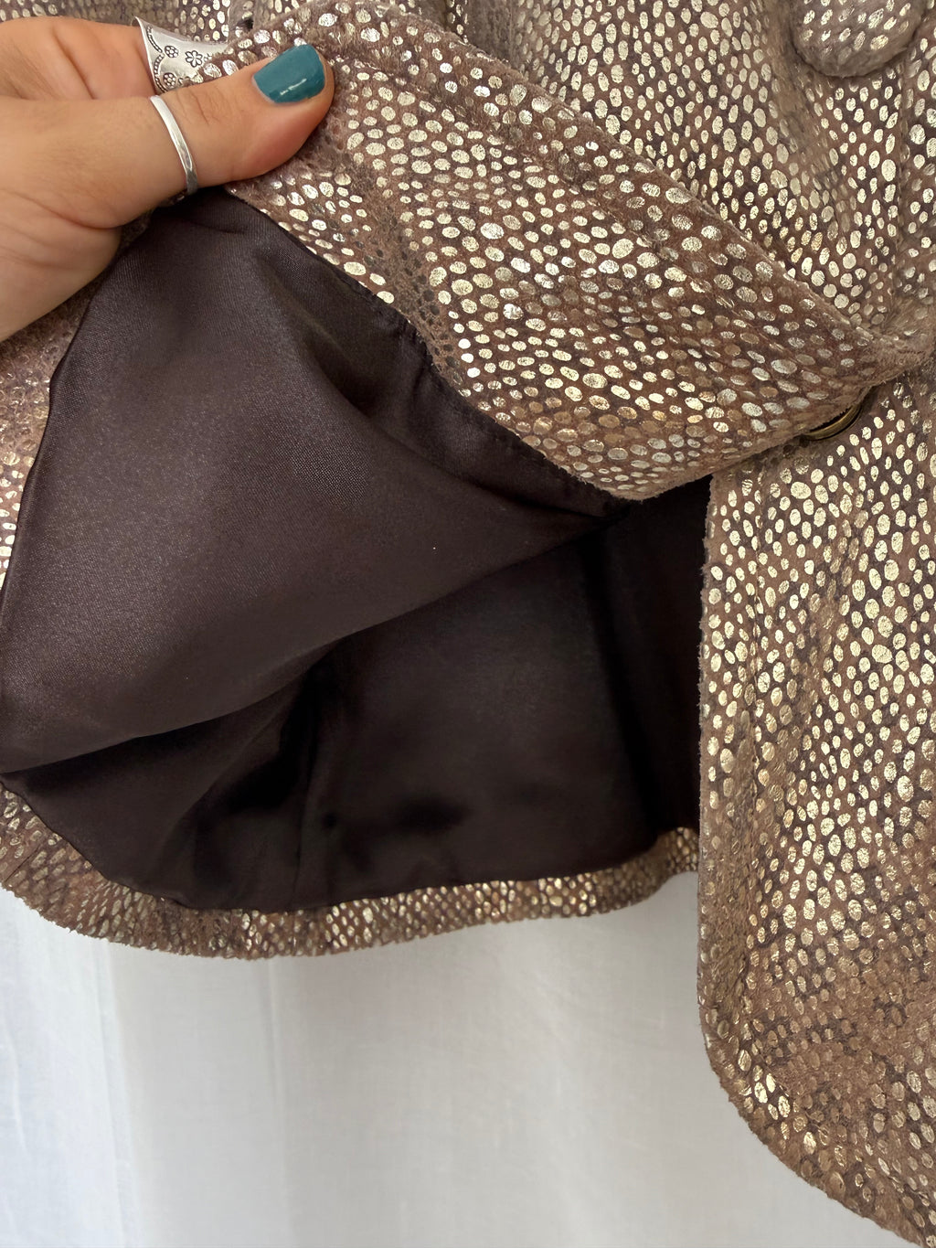 metallic gold leather swing jacket ✧