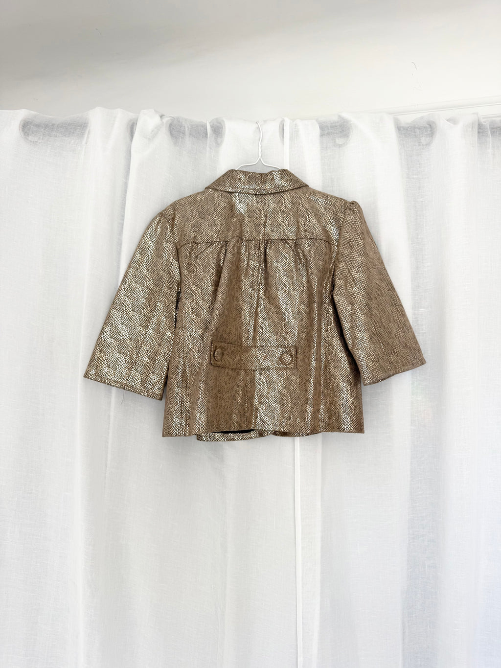 metallic gold leather swing jacket ✧