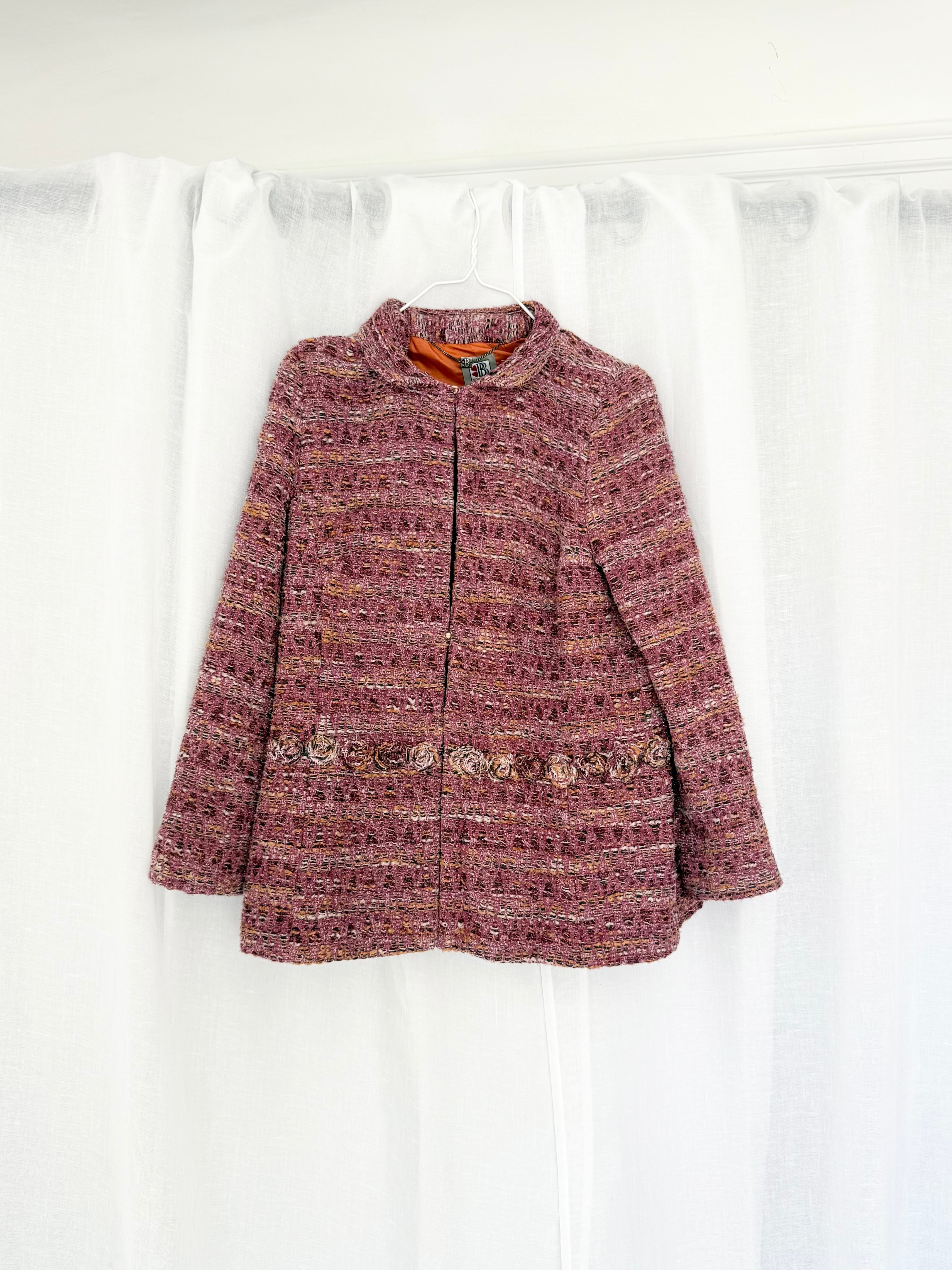 pink tweed rosette jacket ✧