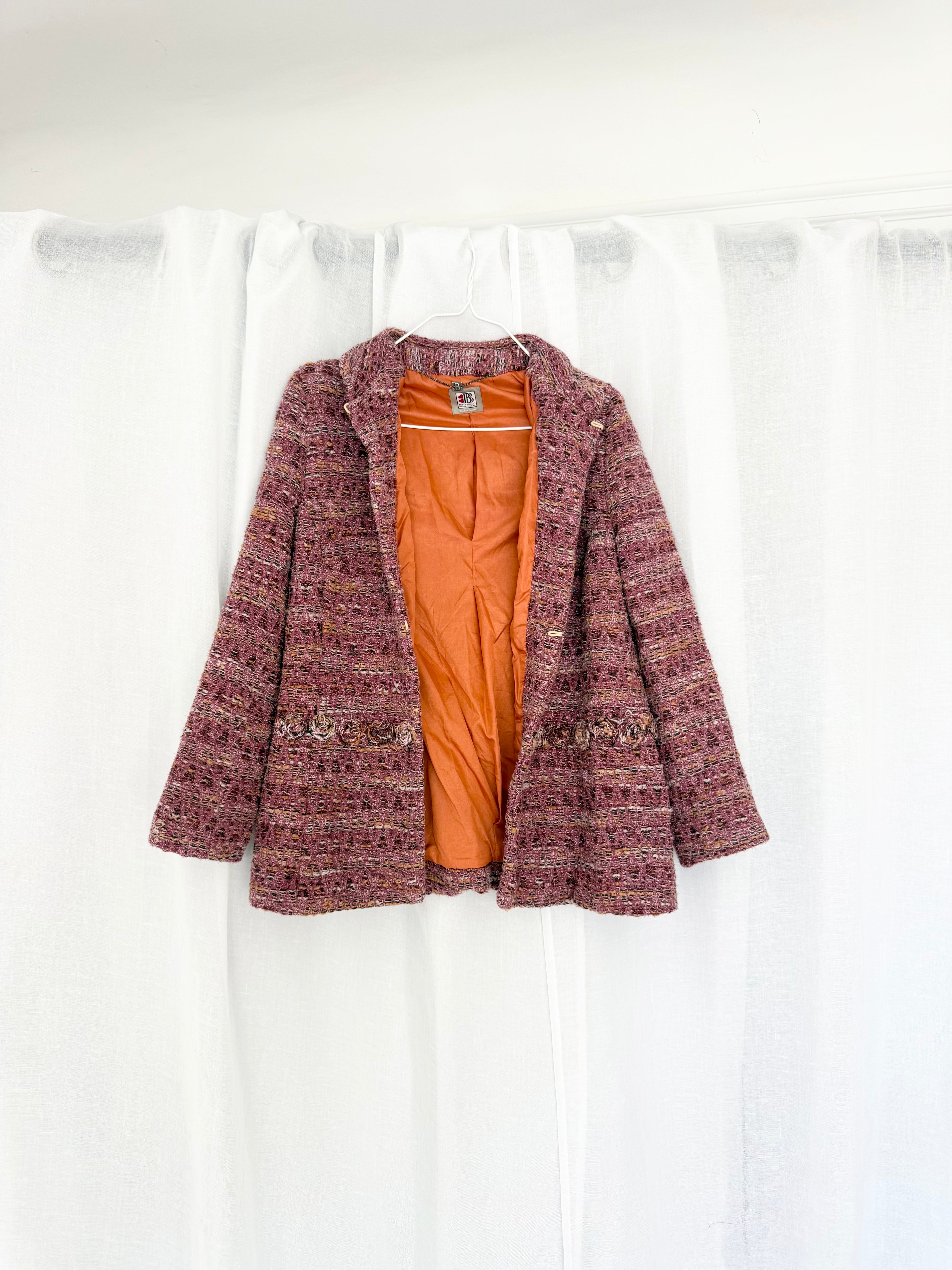 pink tweed rosette jacket ✧