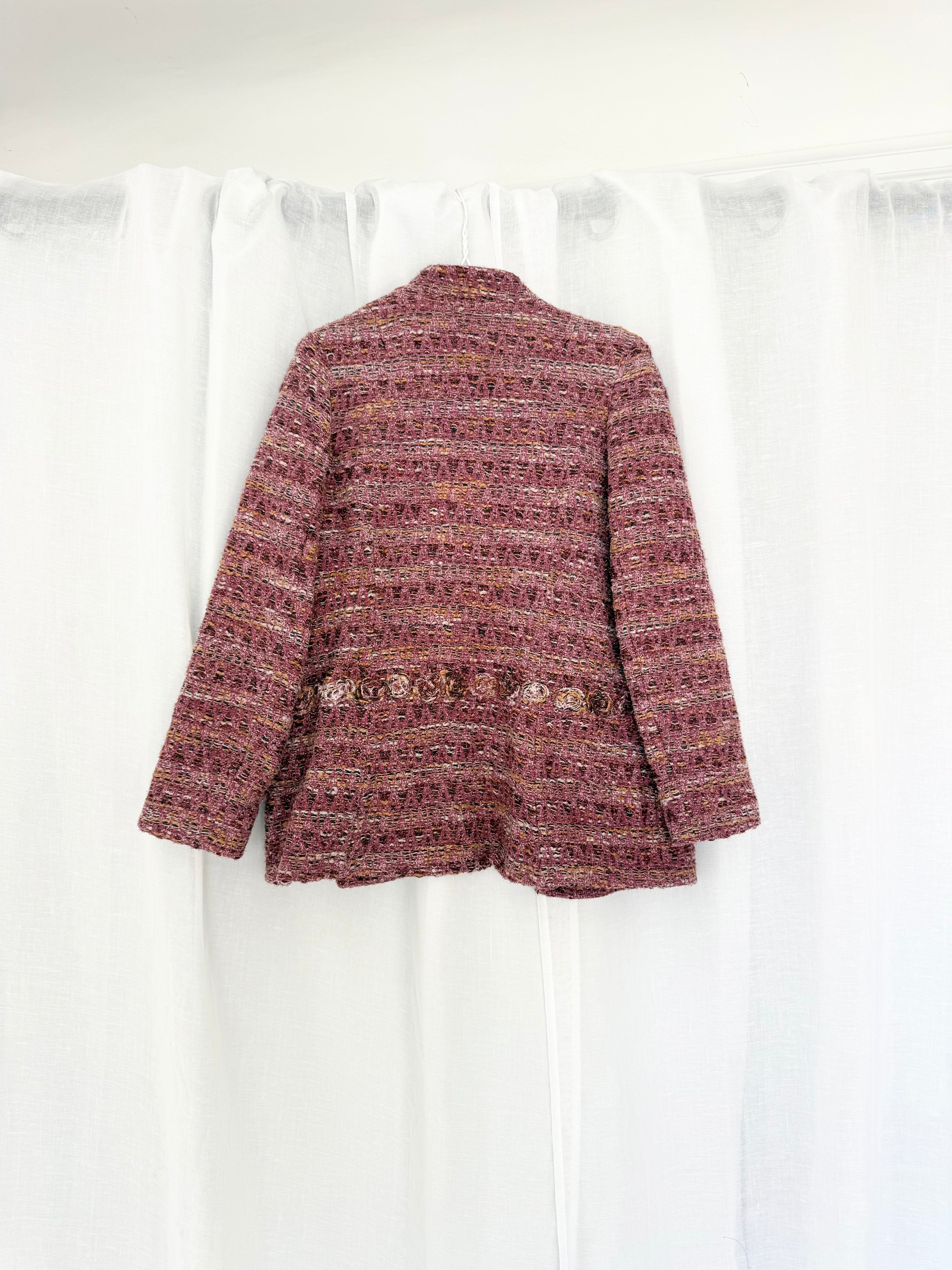 pink tweed rosette jacket ✧
