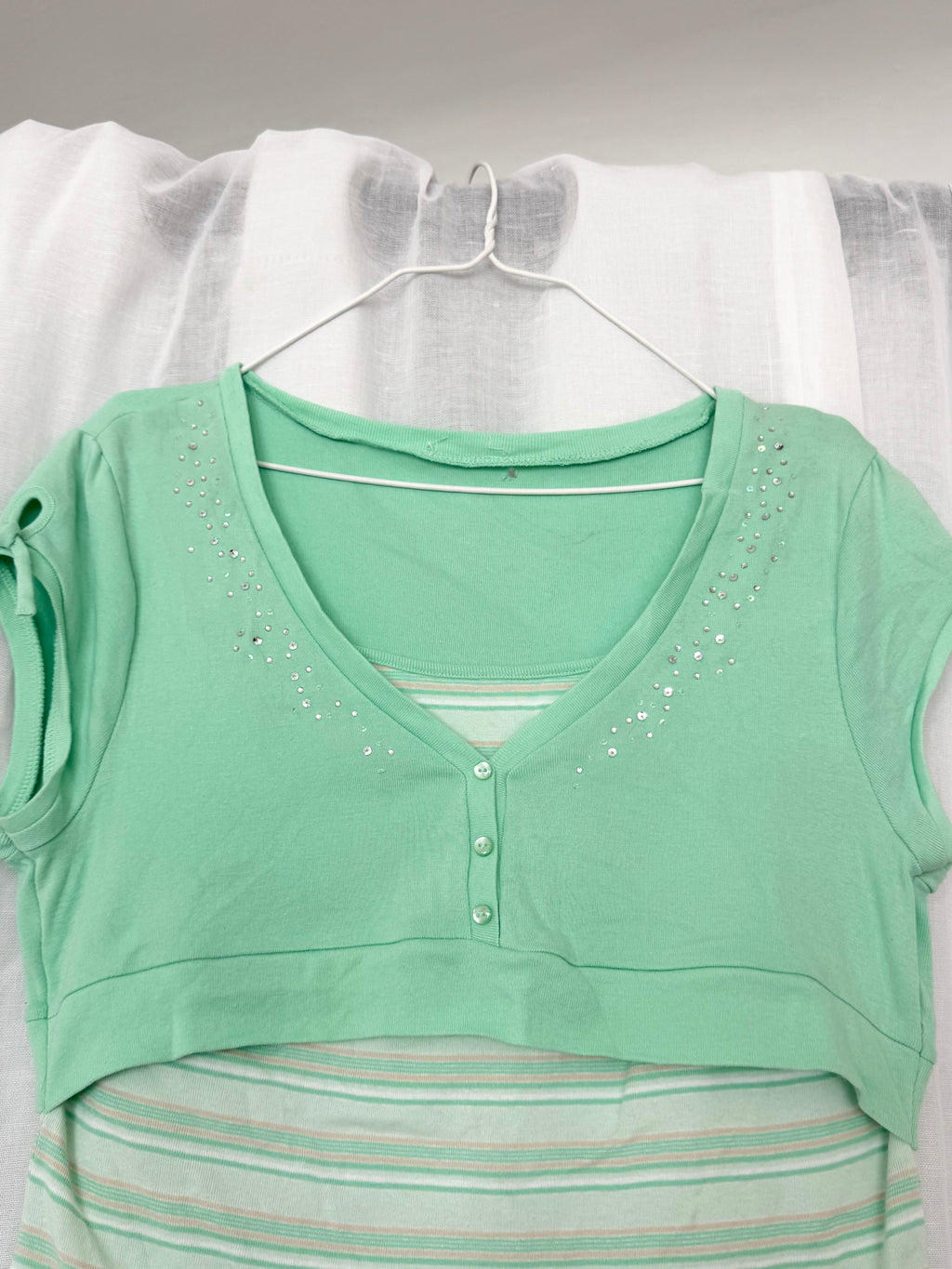 ✿ y2k rhinestone layered bolero tank top
