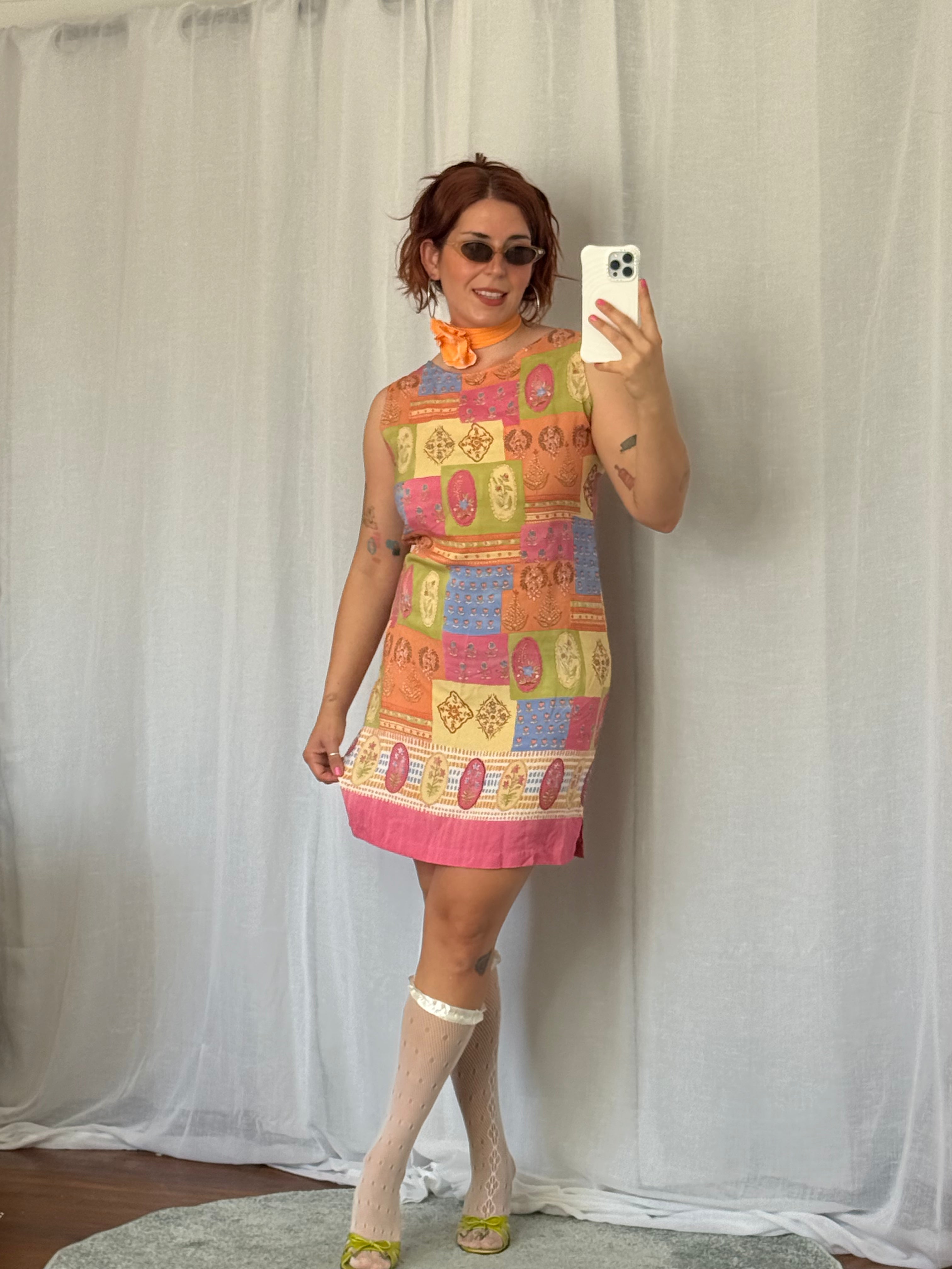 ✦ vintage patchwork mod mini dress