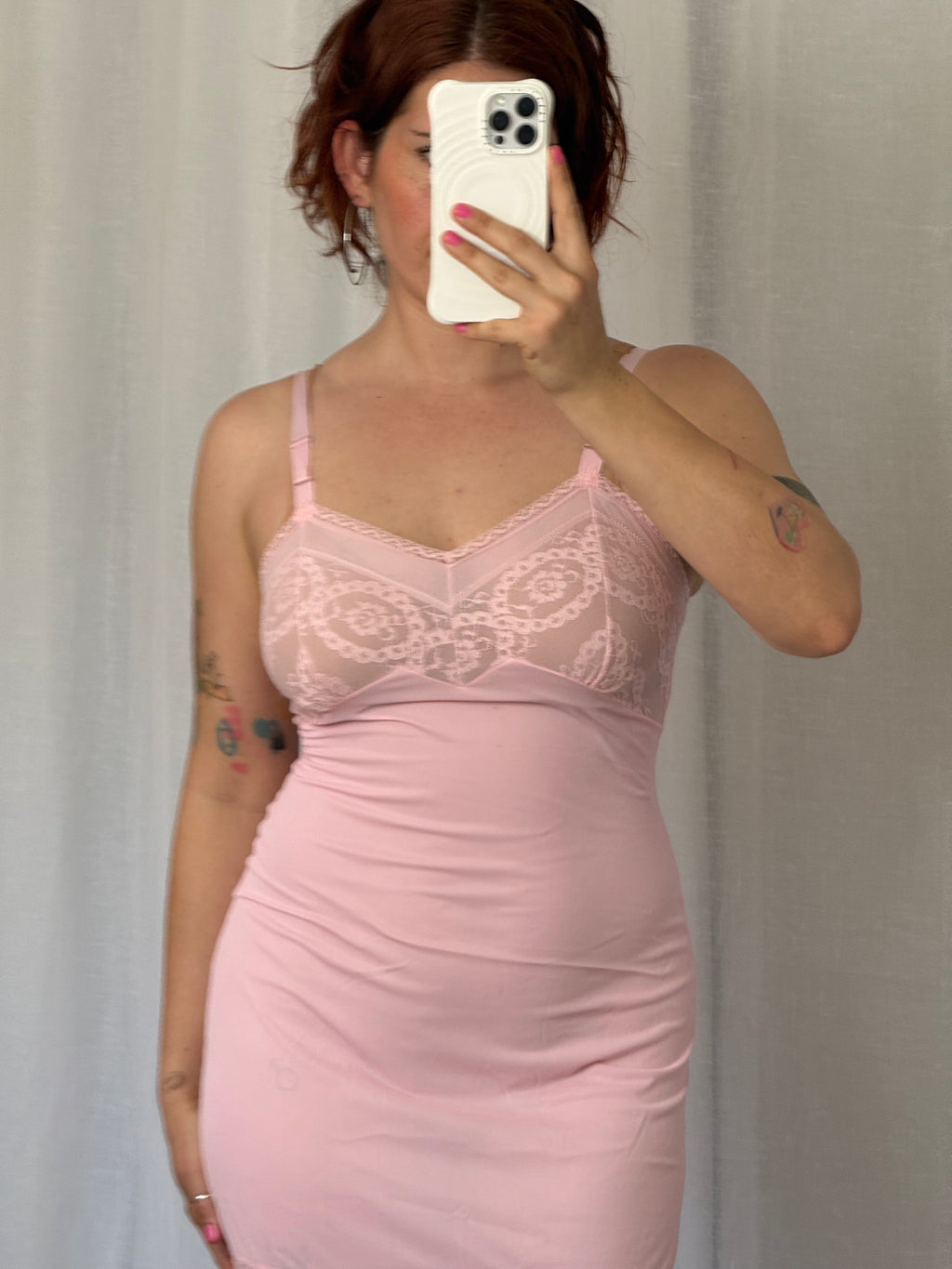 ⋆౨ৎ vintage bubblegum pink lace slip dress ⋆