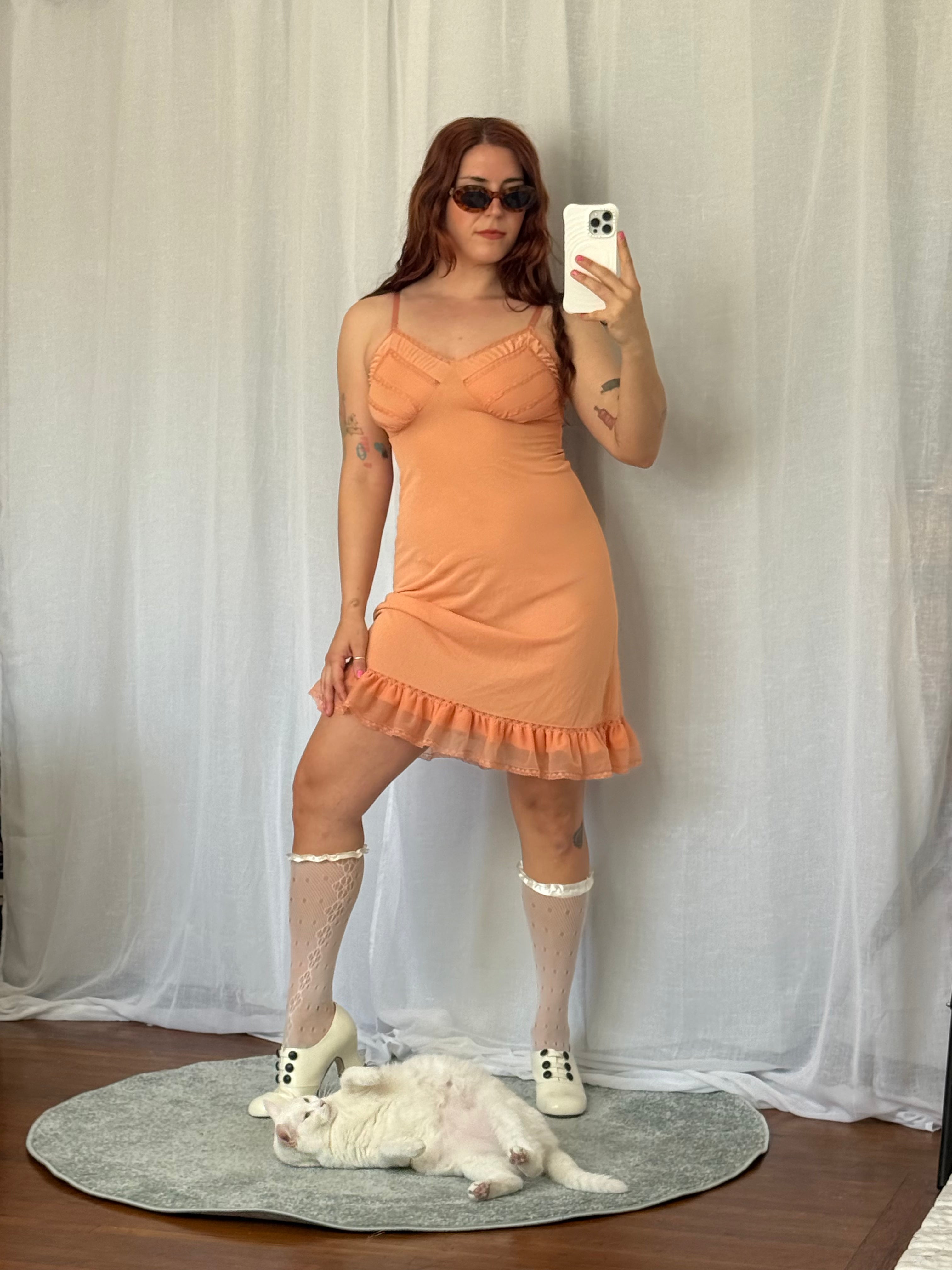 ⋆౨ৎ vintage peachy apricot slip dress ⋆