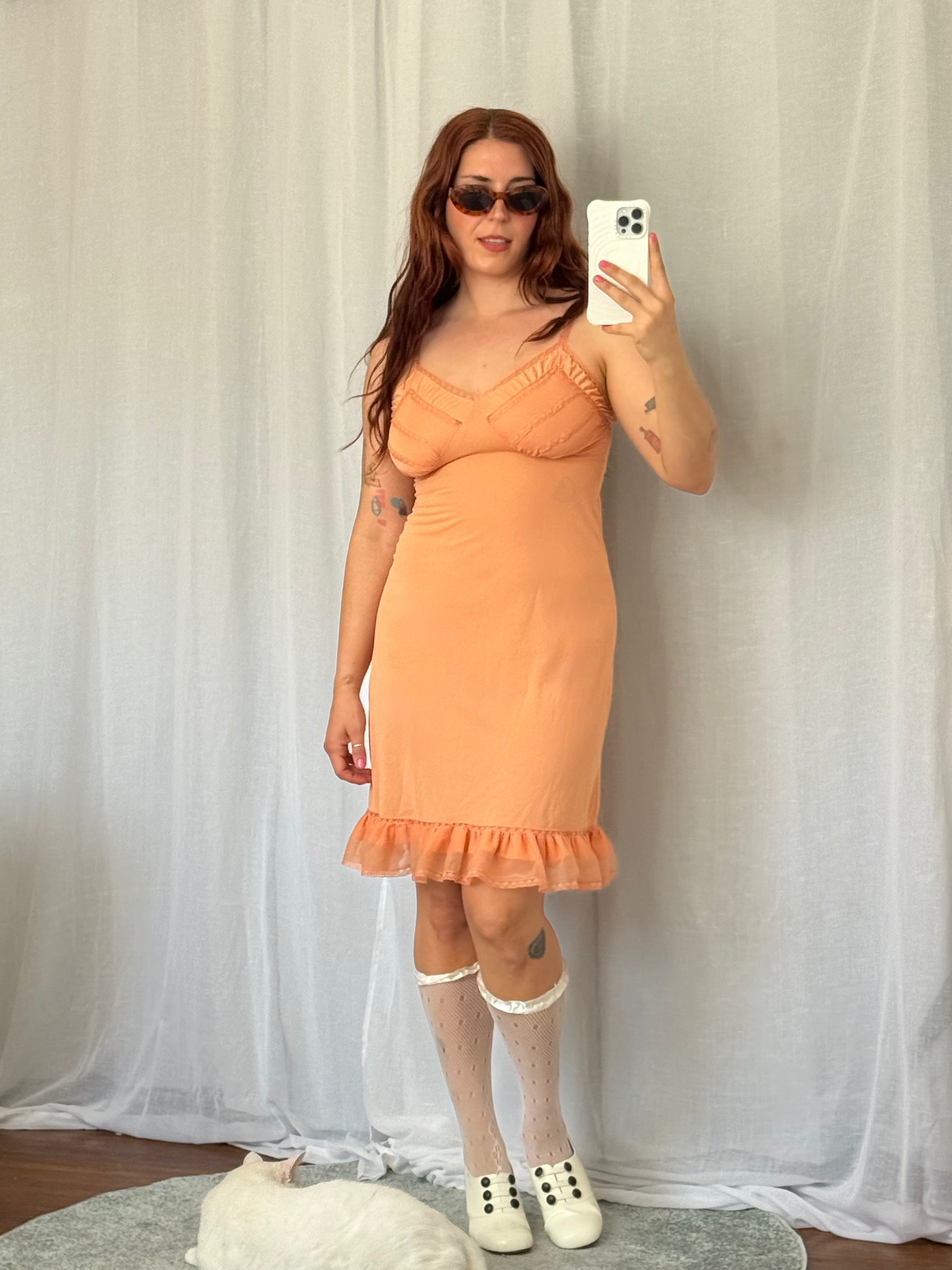 ⋆౨ৎ vintage peachy apricot slip dress ⋆